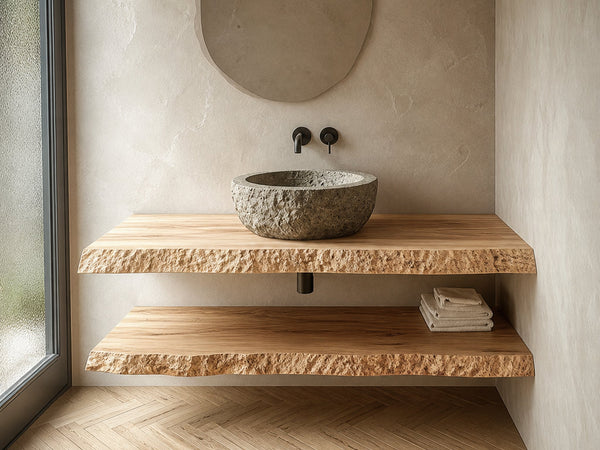 Rustic Floating Shelf Vanity Washroom