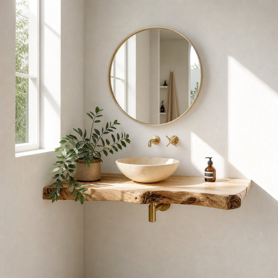 Rustic Floating Shelf Washstand Bathroom