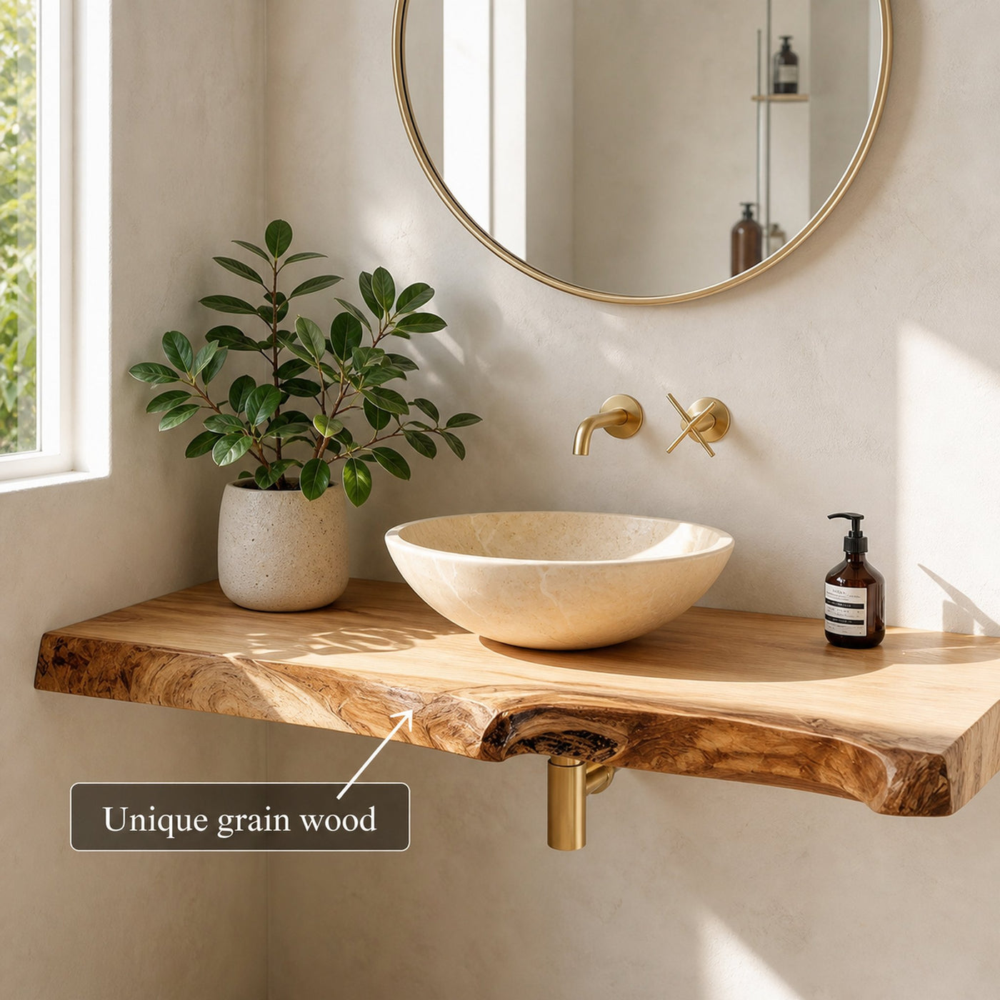Rustic Floating Shelf Washstand Bathroom - product view 3