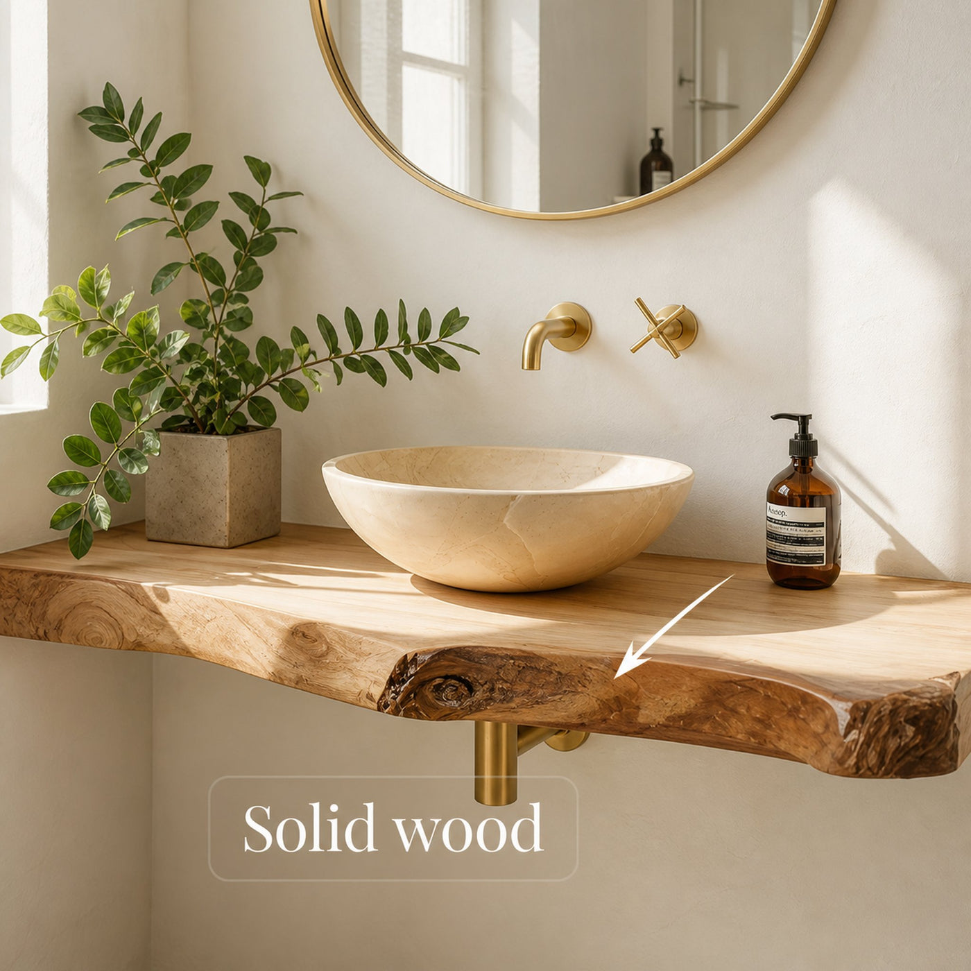 Rustic Floating Shelf Washstand Bathroom - product view 4