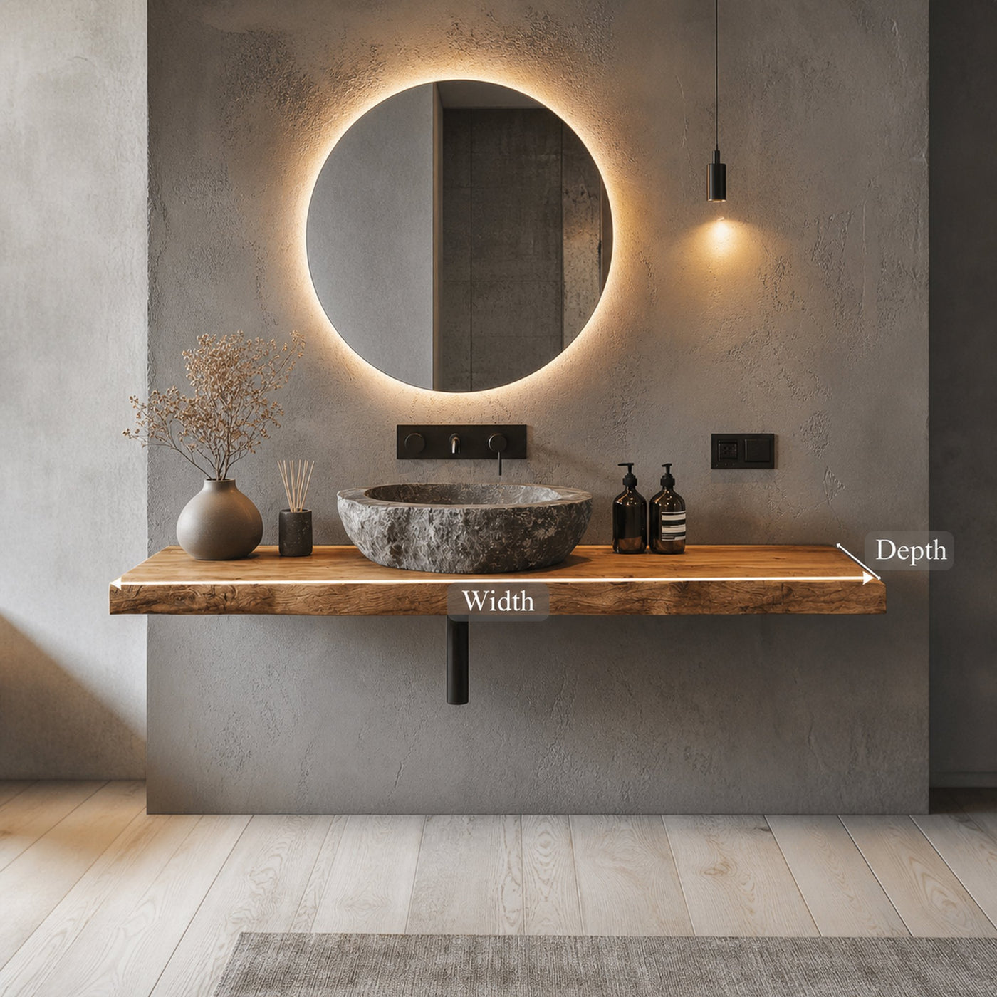 Rustic Floating Vanity Bathroom Washroom Space