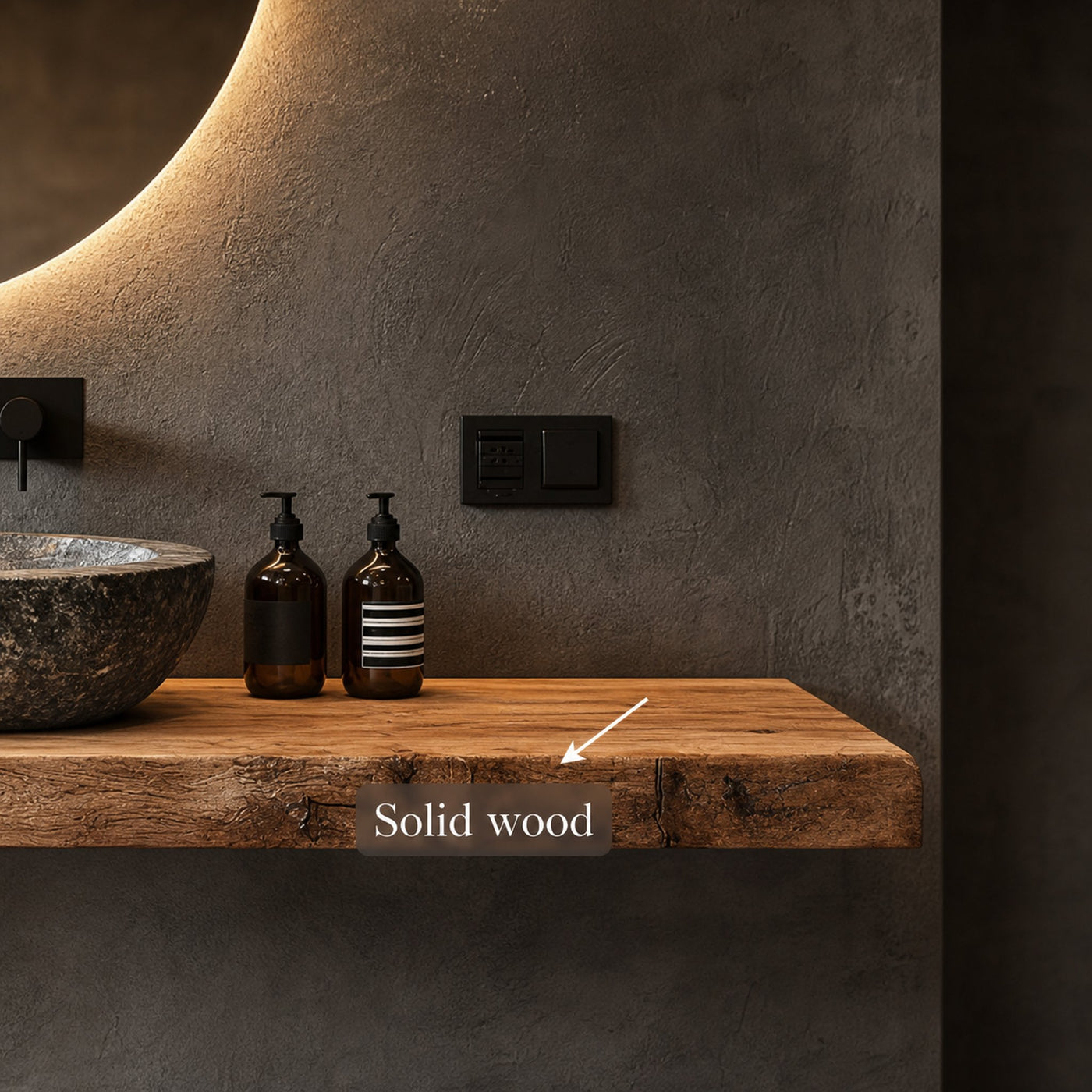 Rustic Floating Vanity Bathroom Washroom Space - product view 4