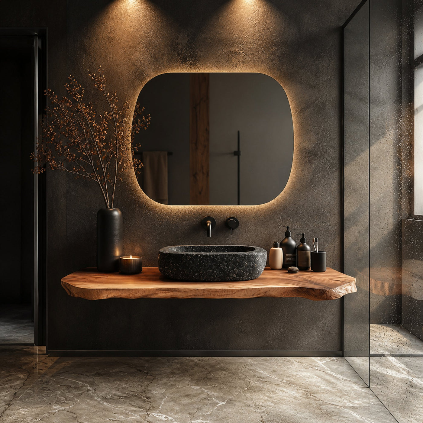 Rustic Floating Vanity Countertop Modern Bathroom - product view 2