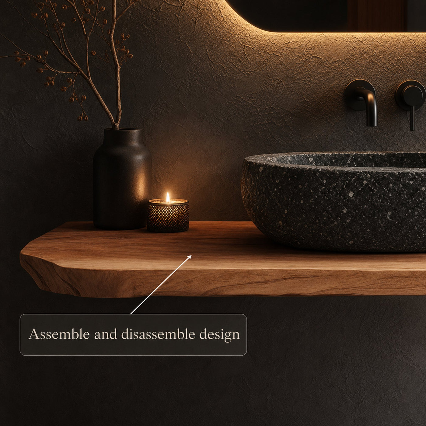 Rustic Floating Vanity Countertop Modern Bathroom - product view 4
