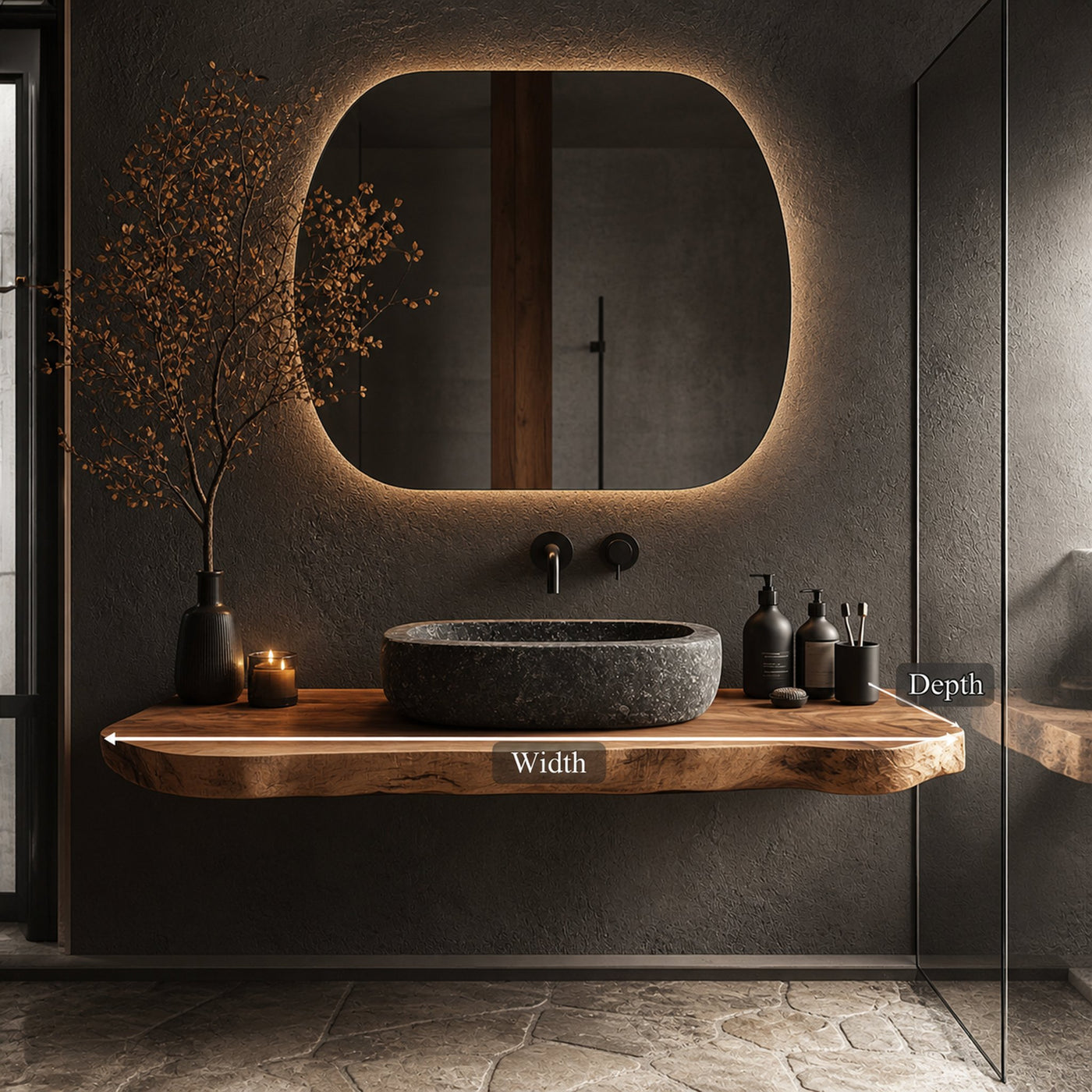 Rustic Floating Vanity Countertop Modern Bathroom - product view 5