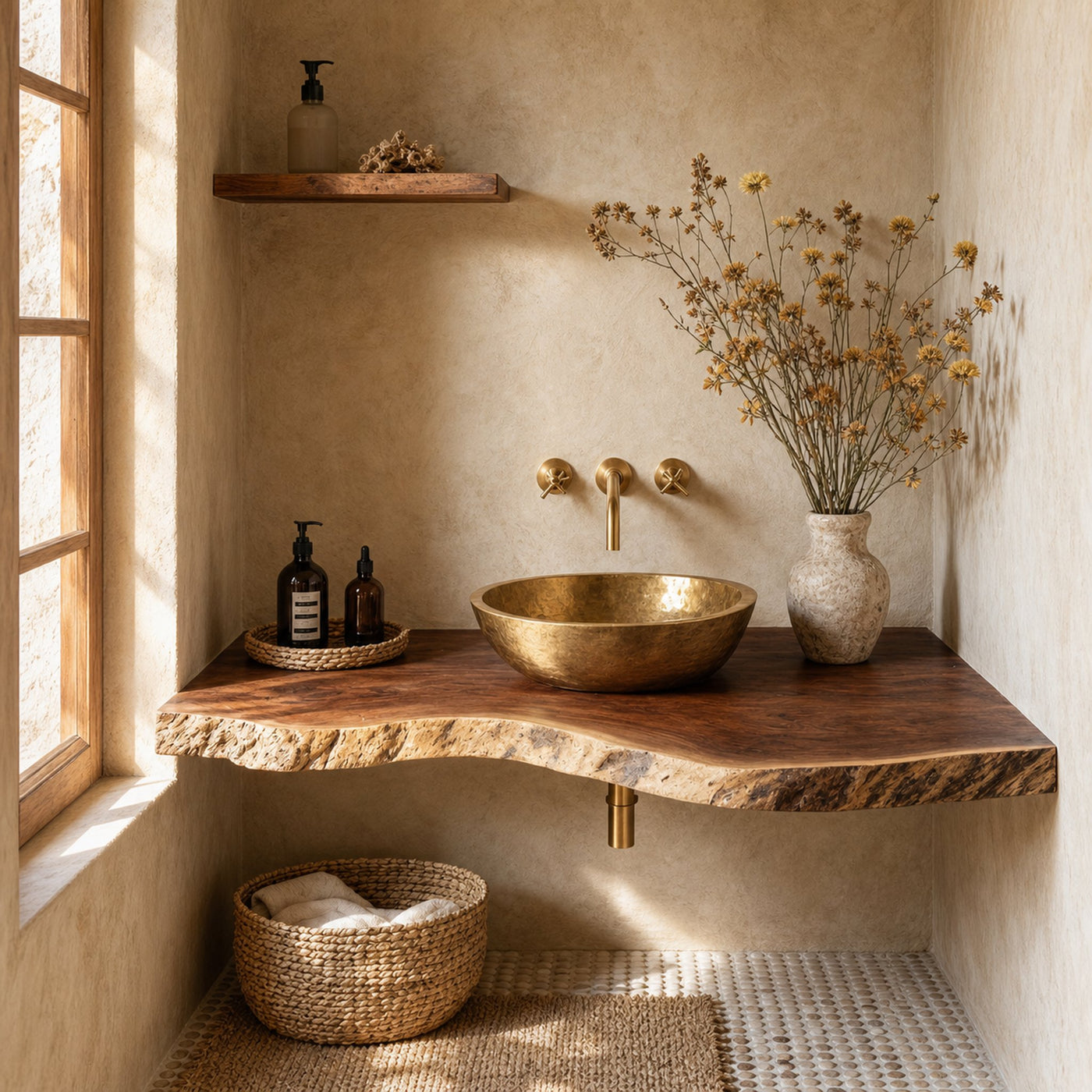 Rustic Floating Vanity For Compact Bathroom Design - product view 2