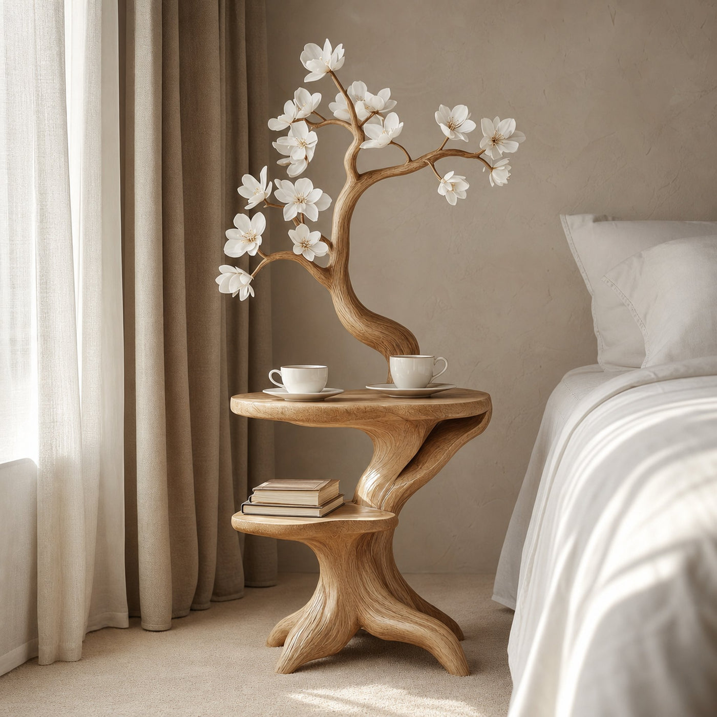 Rustic Flower Bedside Table Bedroom Or Living Room Entryway