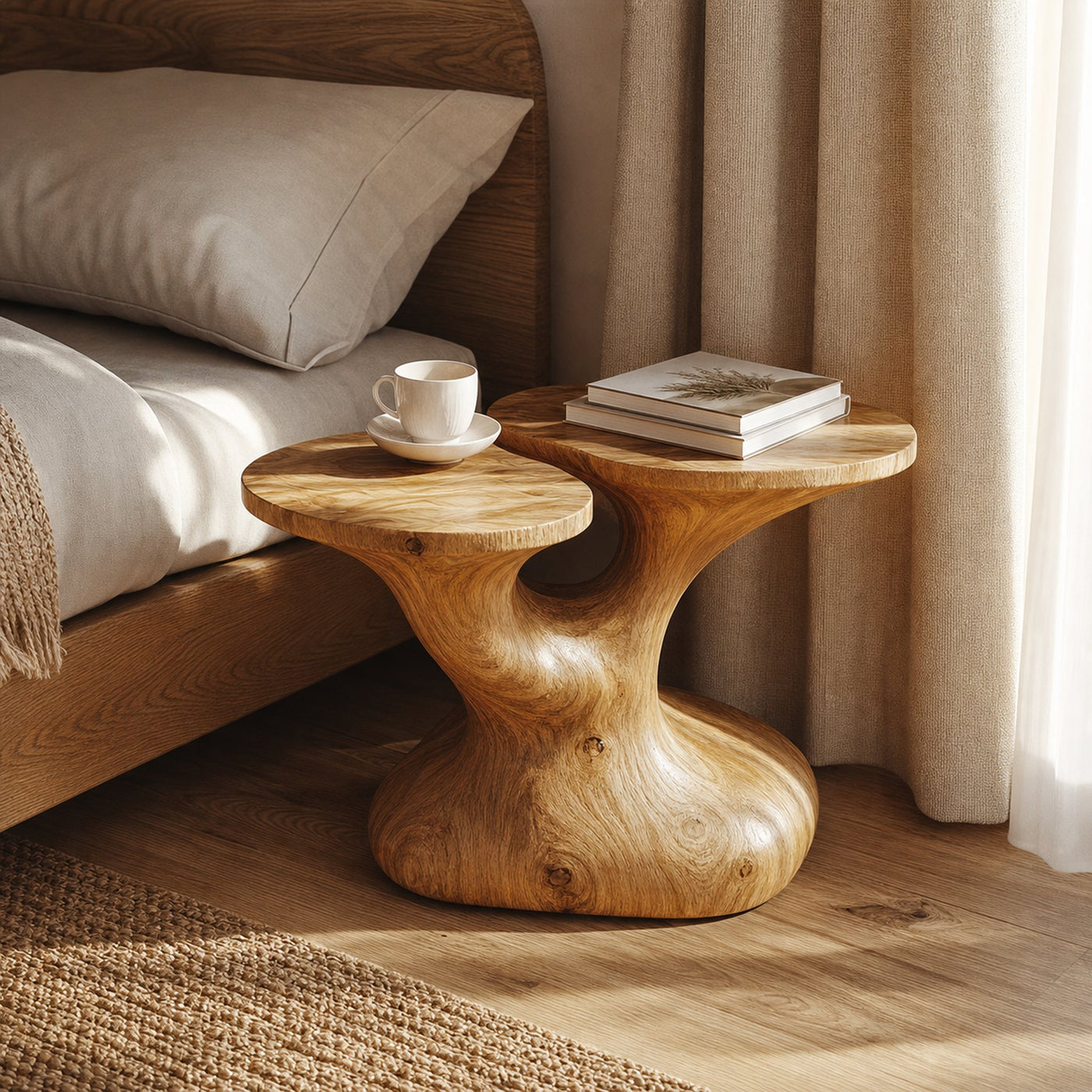 Rustic Handcrafted Bedside Table Bedroom Living Space