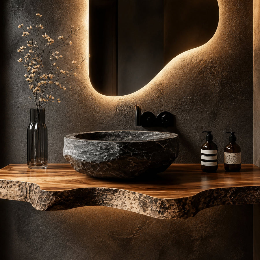 Rustic Live Edge Bathroom Vanity Floating Shelf Console