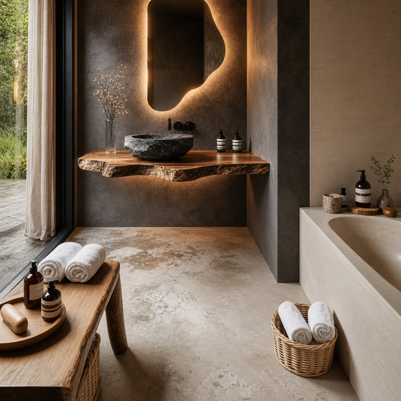 Rustic Live Edge Bathroom Vanity Floating Shelf Console - product view 2