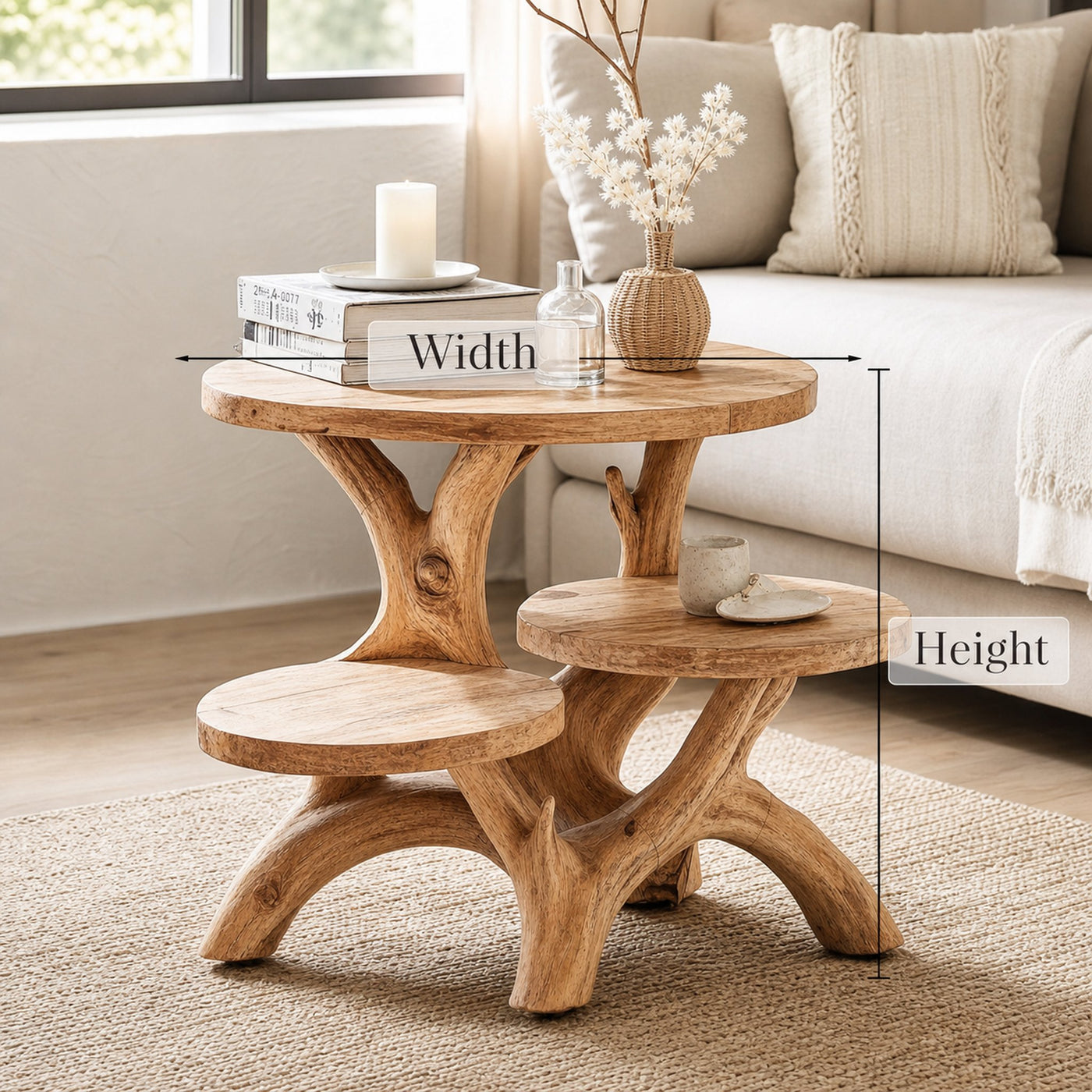 Rustic Live Edge End Table Farmhouse Entryway - product view 6