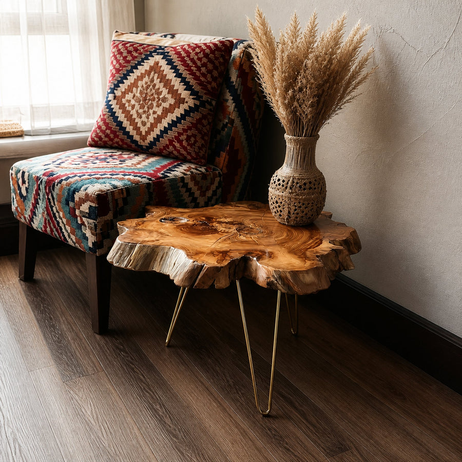 Rustic Live Edge End Table Living Room