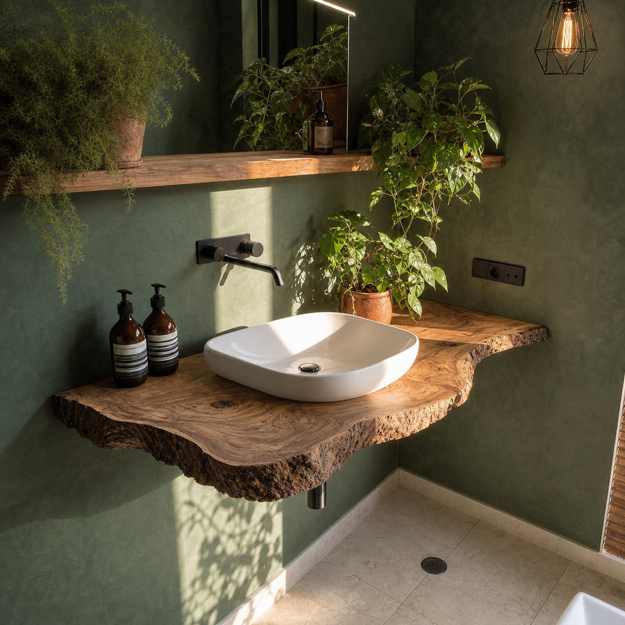 Rustic Live Edge Floating Vanity For Bathroom Update