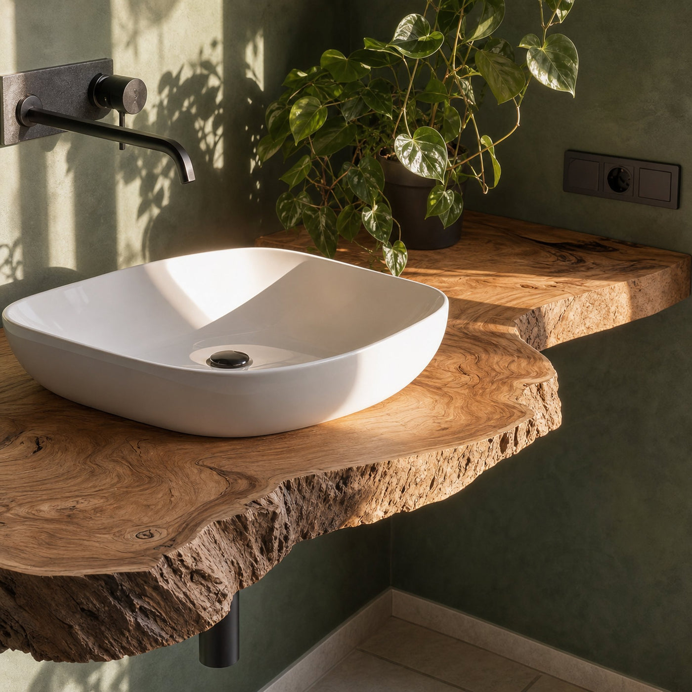 Rustic Live Edge Floating Vanity For Bathroom Update - product view 4