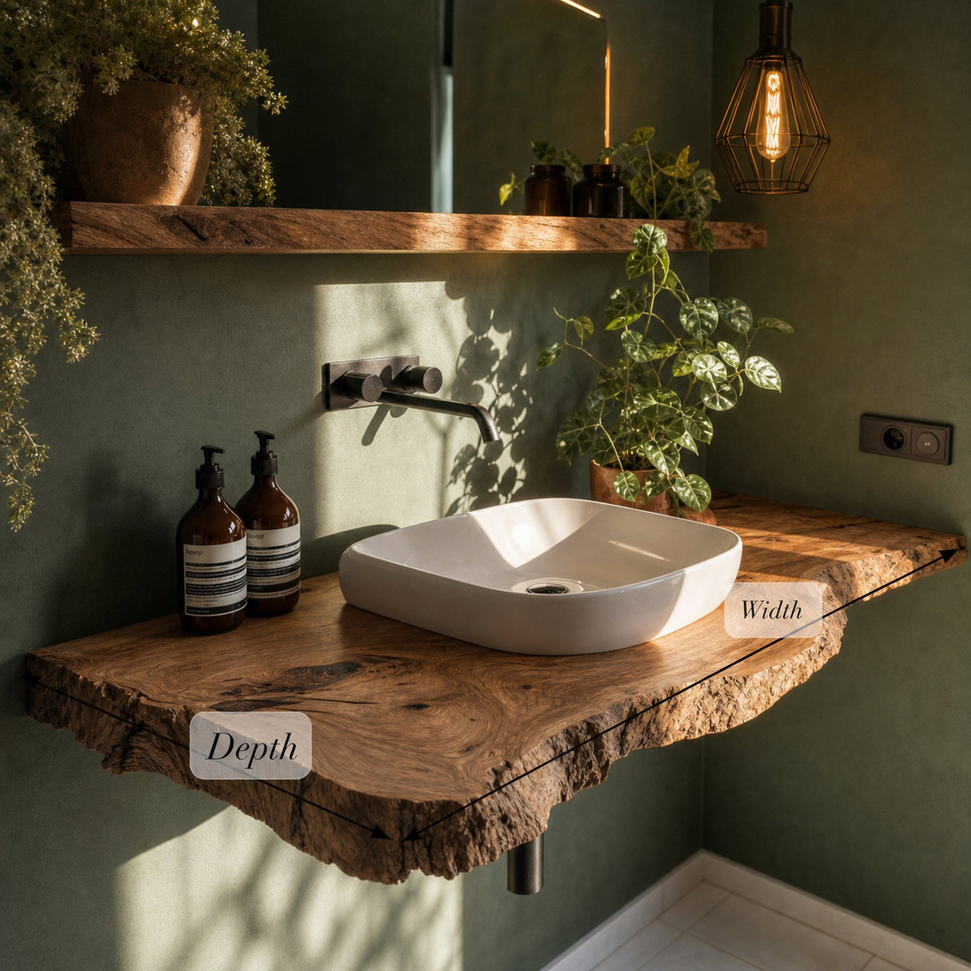 Rustic Live Edge Floating Vanity For Bathroom Update - product view 6