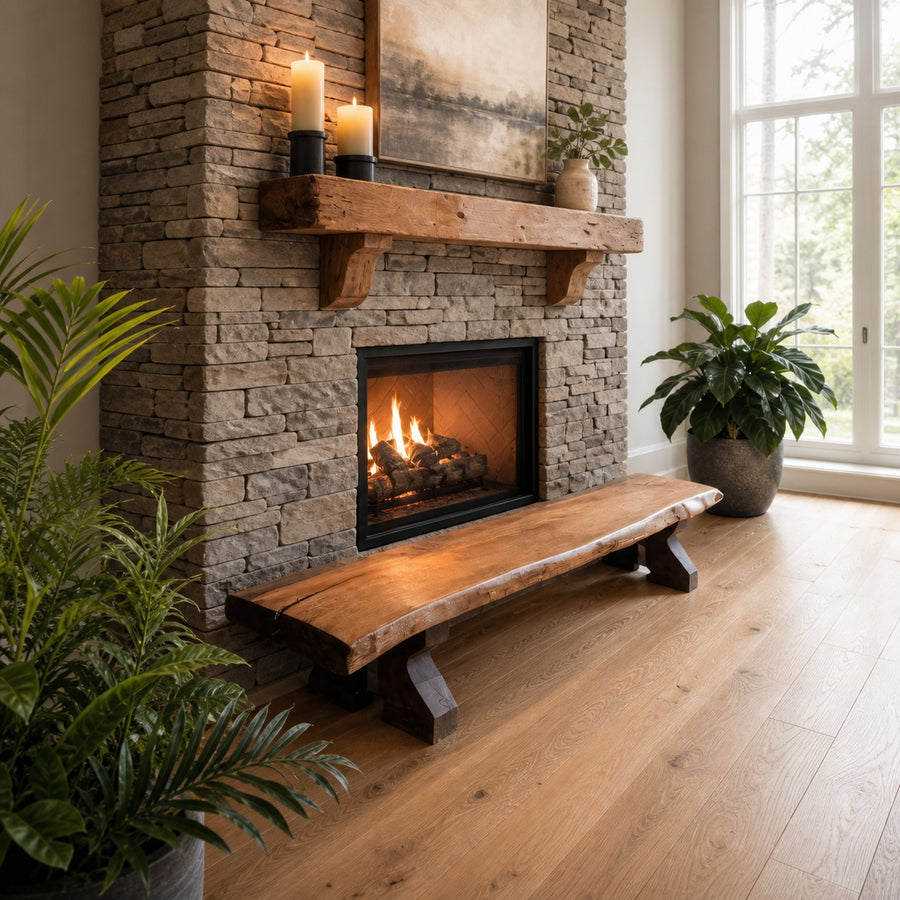 Rustic Live Edge Wood Bench For Entryway Seating