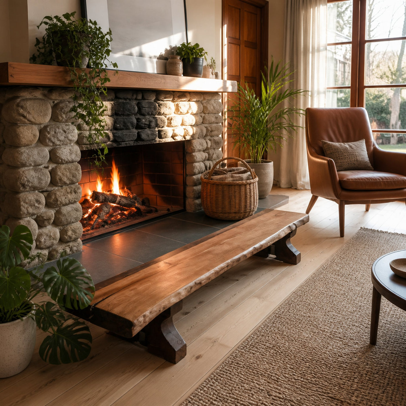Rustic Live Edge Wood Bench For Entryway Seating - product view 6