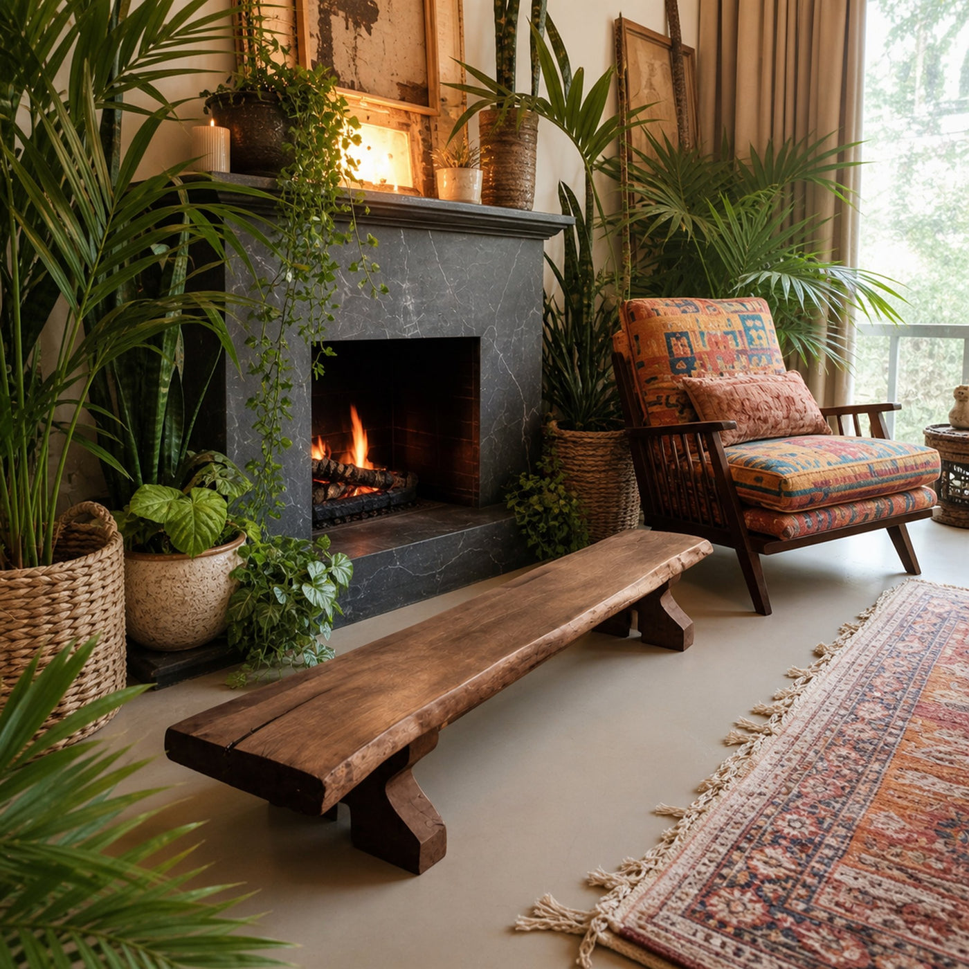 Rustic Live Edge Wood Bench For Entryway Seating - product view 7