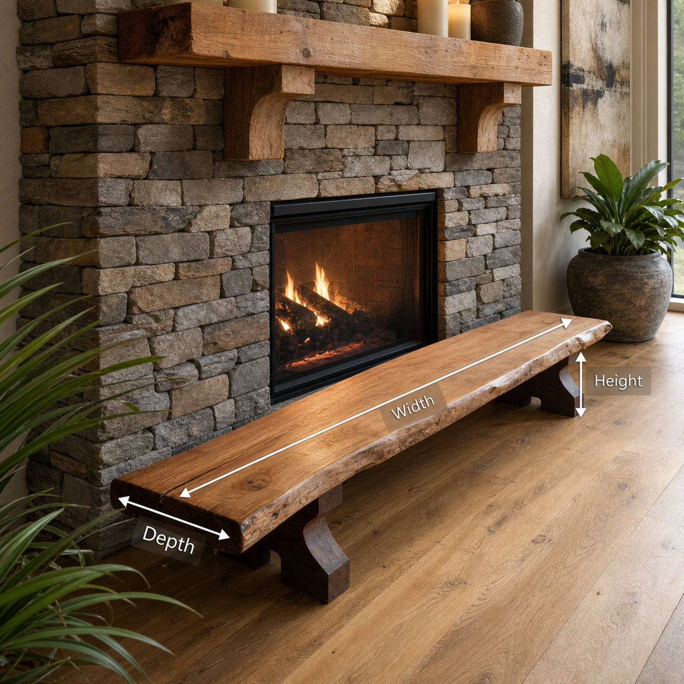 Rustic Live Edge Wood Bench For Entryway Seating - product view 8