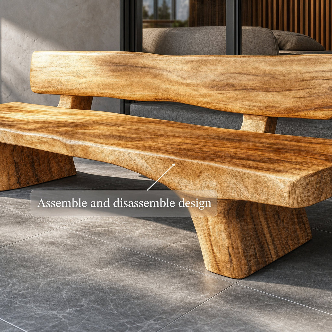 Rustic Minimal Bench For Entryway And Bedroom - product view 3