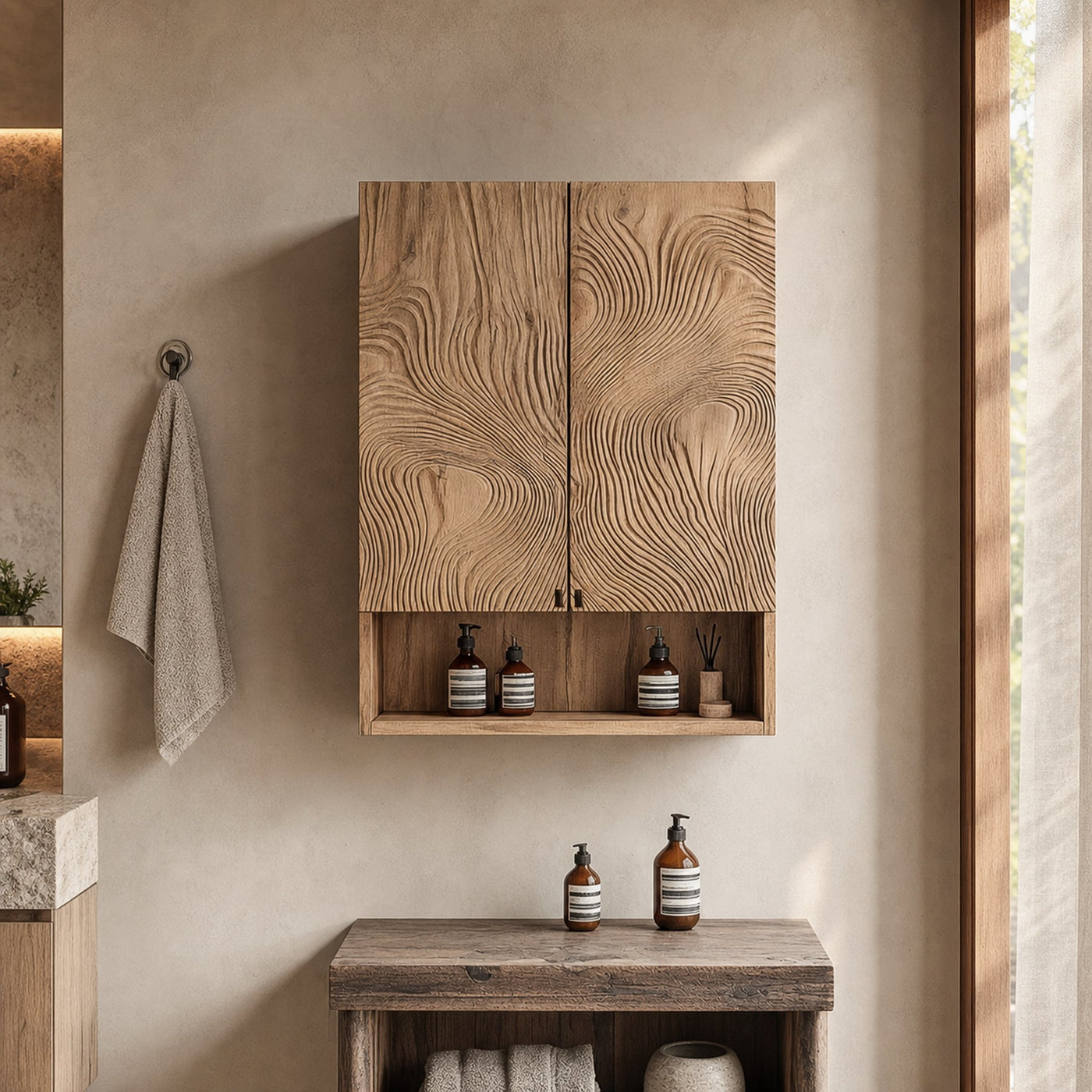 Rustic Minimal Wall Cabinet For Bathroom And Vanity Storage