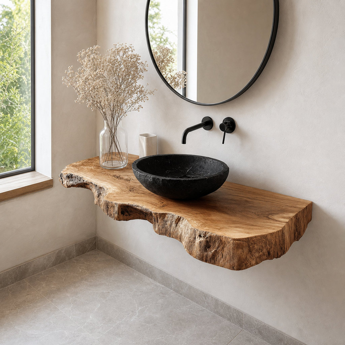 Rustic Minimalist Floating Shelf Bathroom Vanity