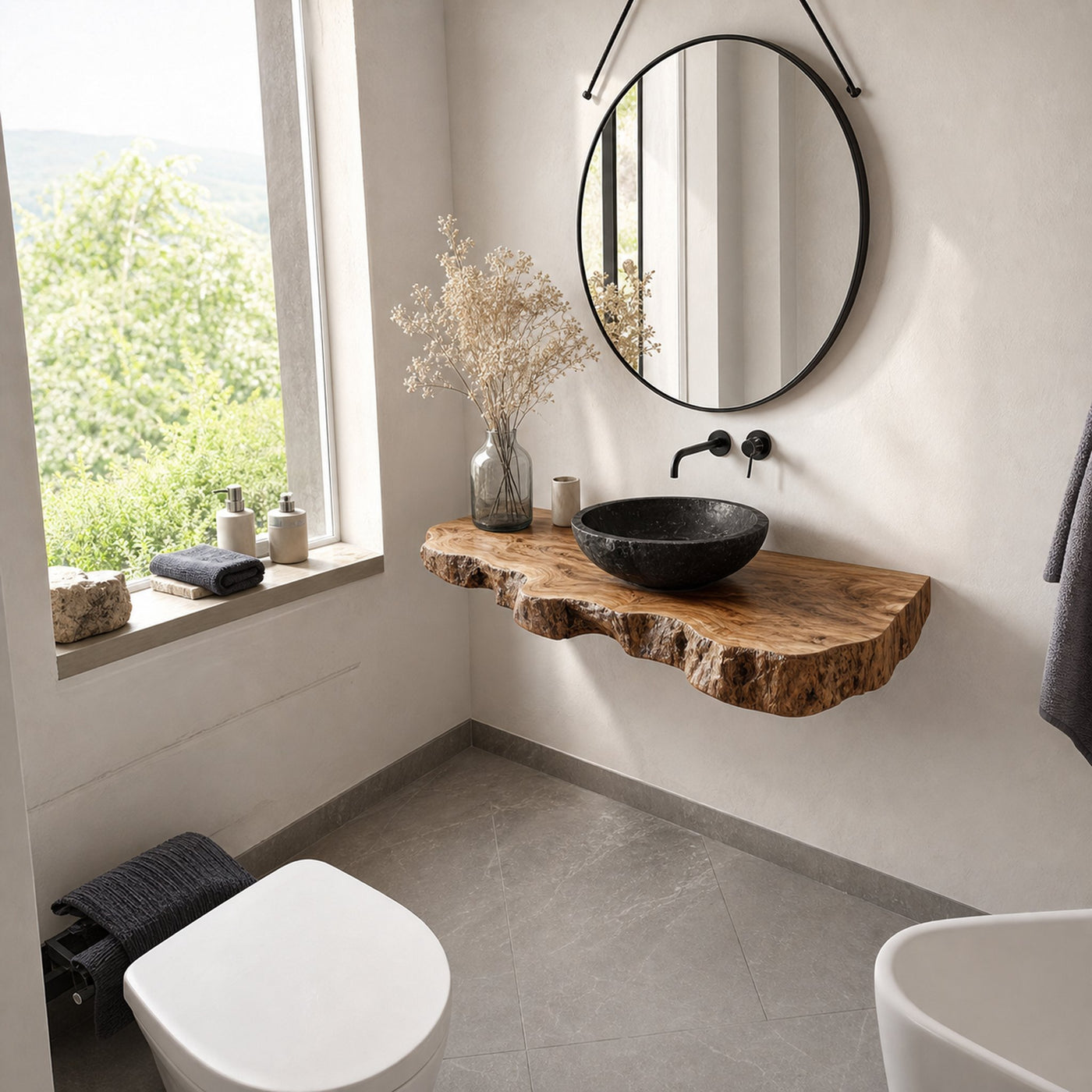 Rustic Minimalist Floating Shelf Bathroom Vanity - product view 2
