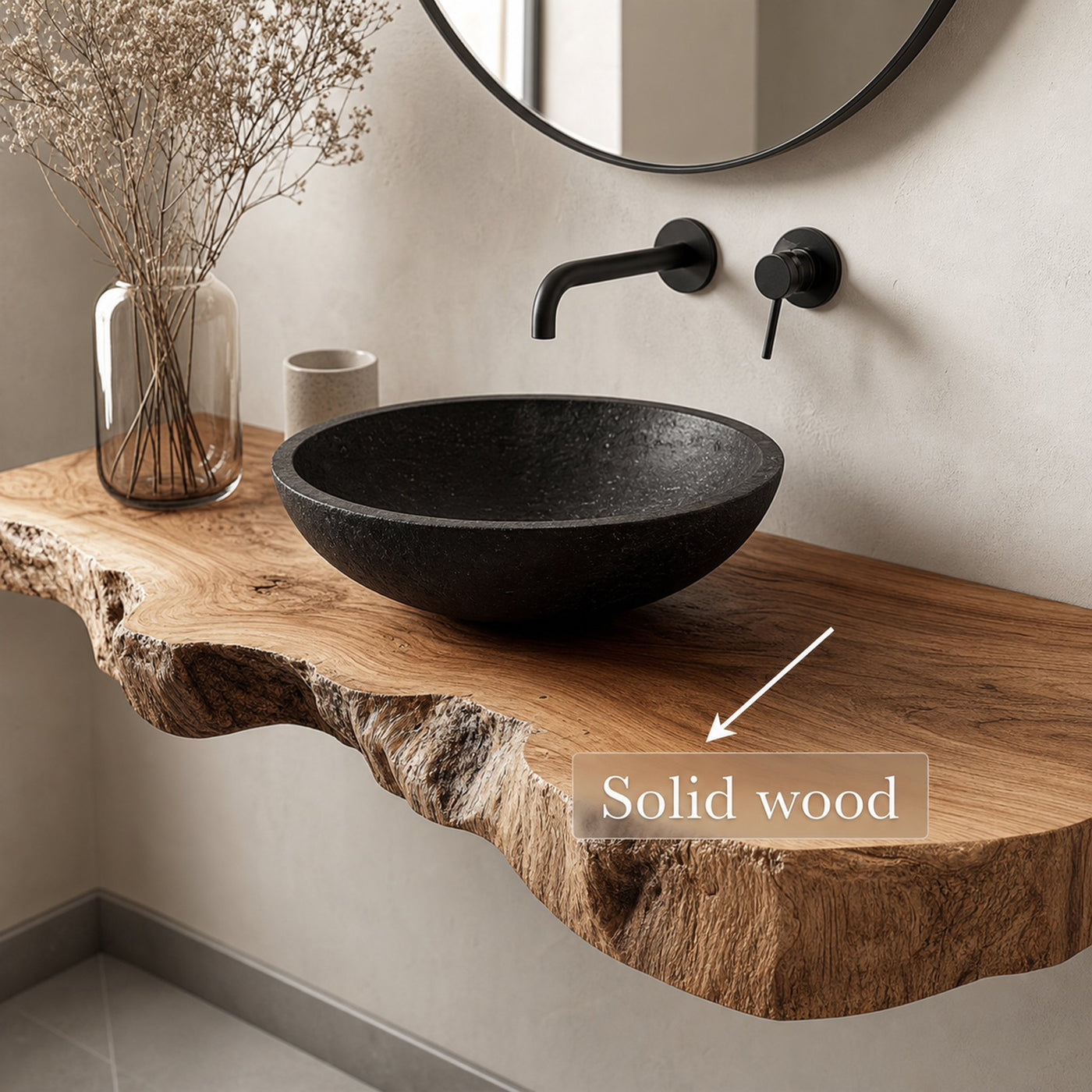 Rustic Minimalist Floating Shelf Bathroom Vanity - product view 3