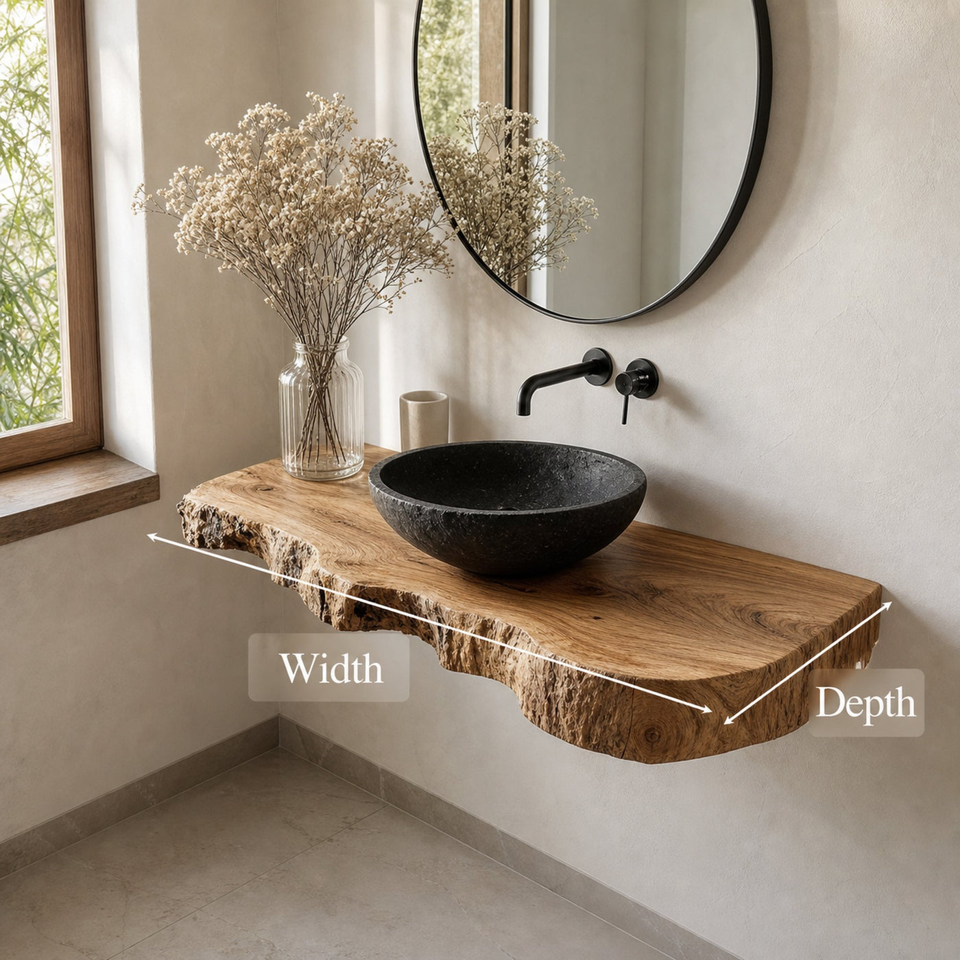 Rustic Minimalist Floating Shelf Bathroom Vanity - product view 5