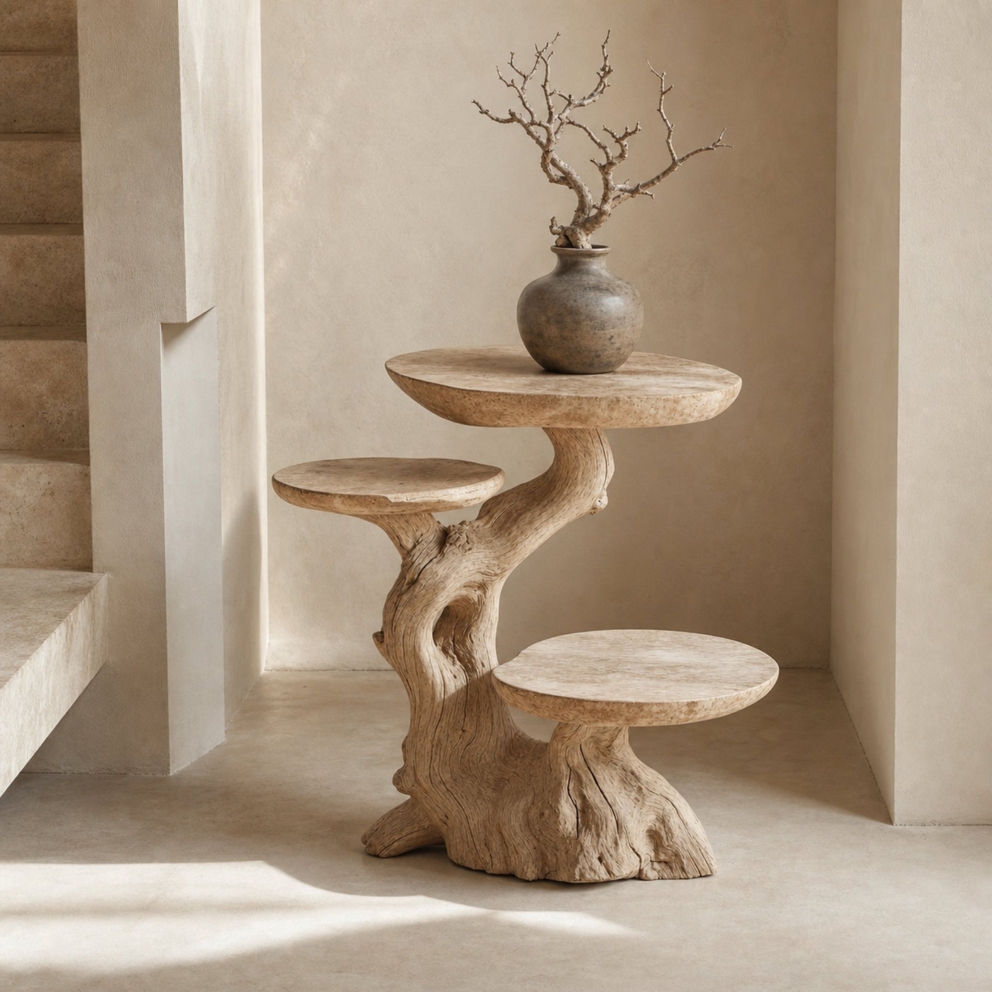 Rustic Multi-Tier End Table Live Edge End Table