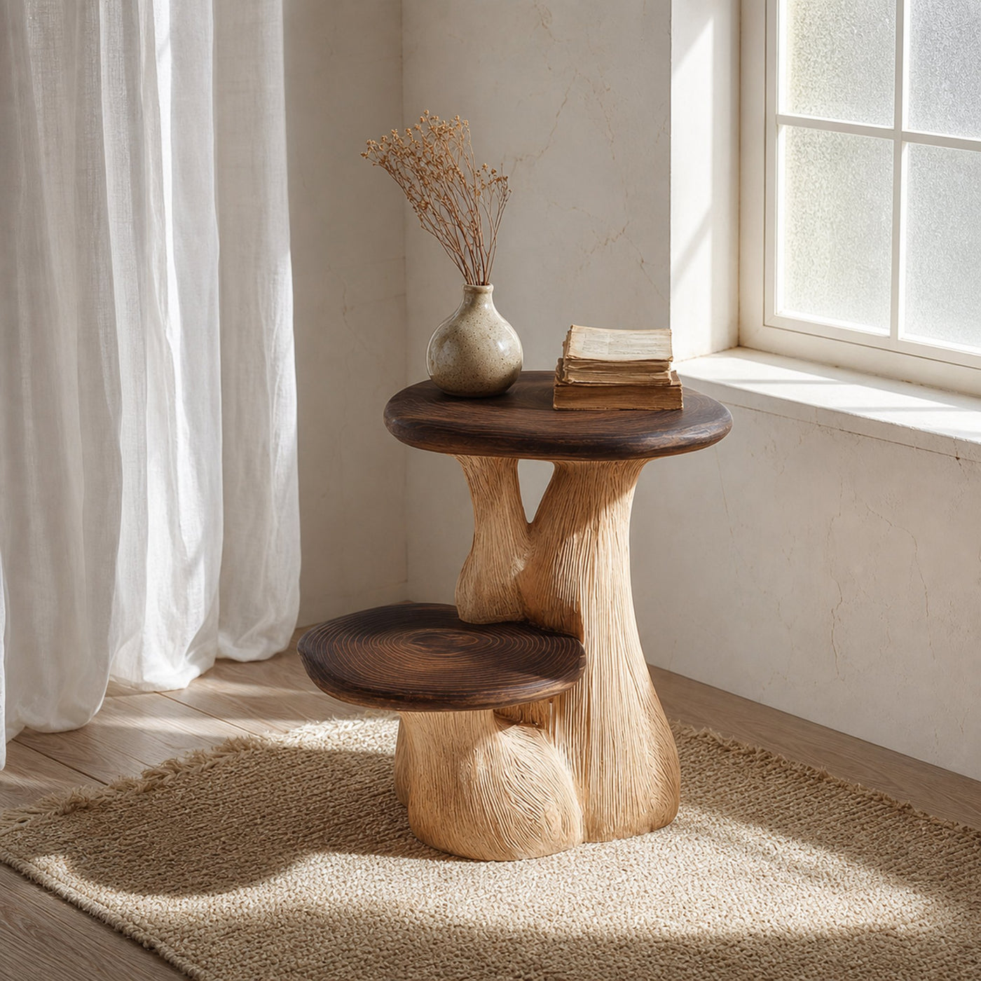 Rustic Mushroom End Table Entryway Or Bedroom