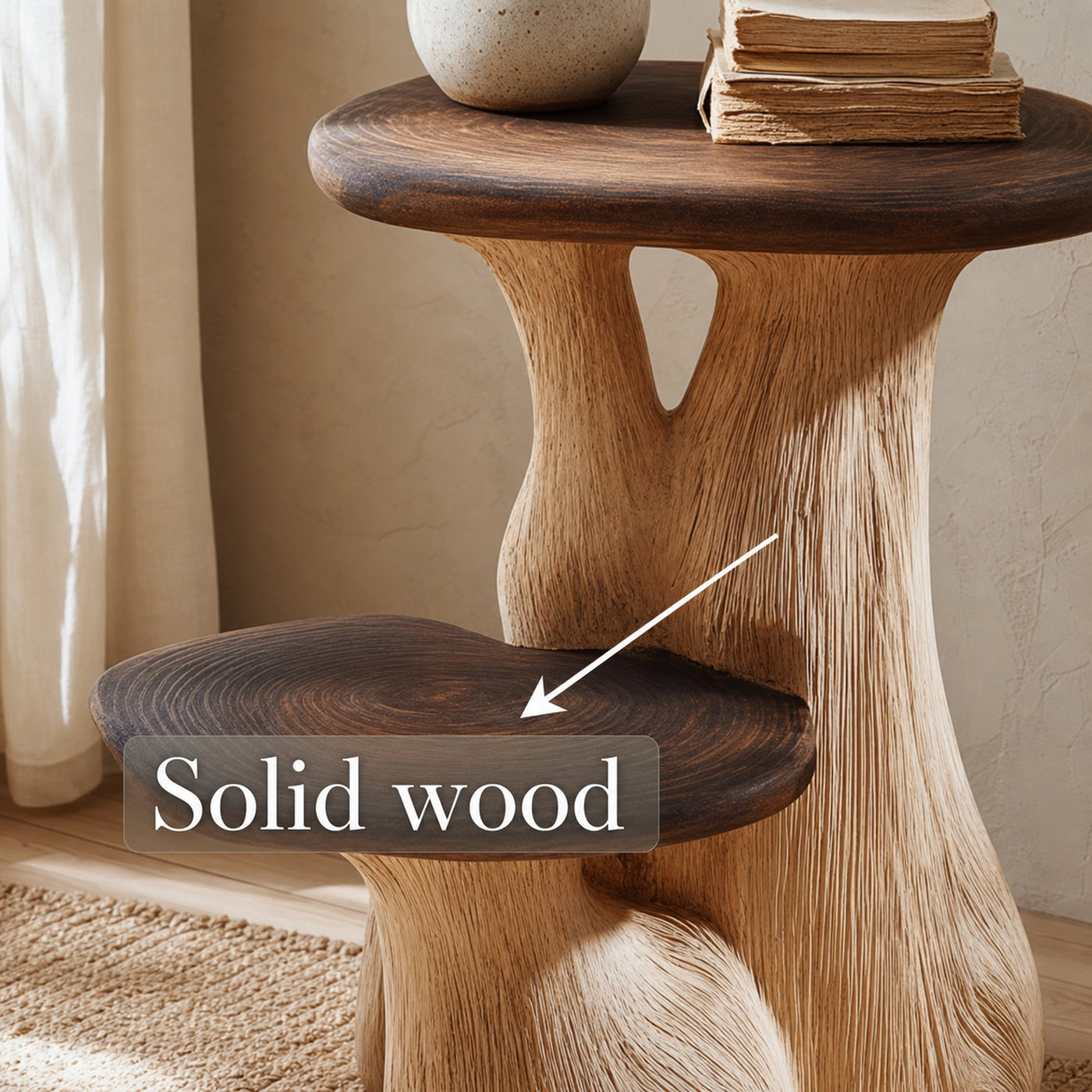 Rustic Mushroom End Table Entryway Or Bedroom - product view 3