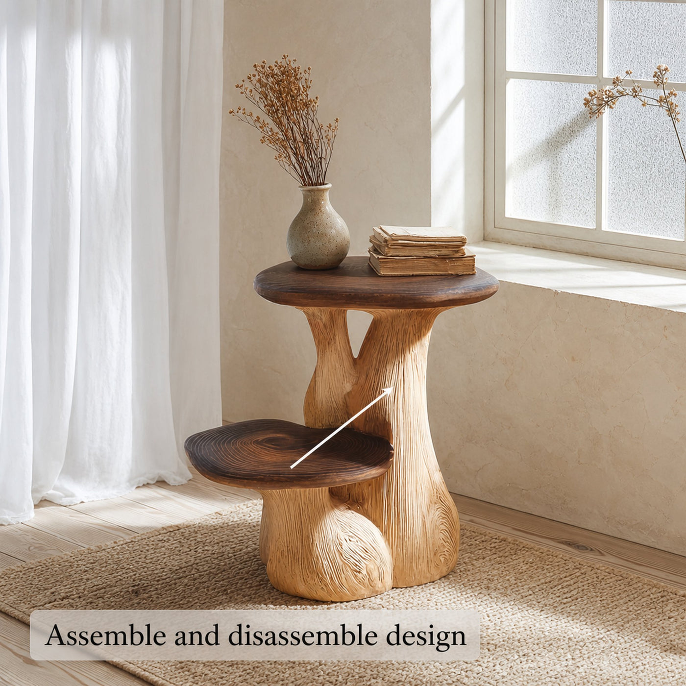 Rustic Mushroom End Table Entryway Or Bedroom - product view 4