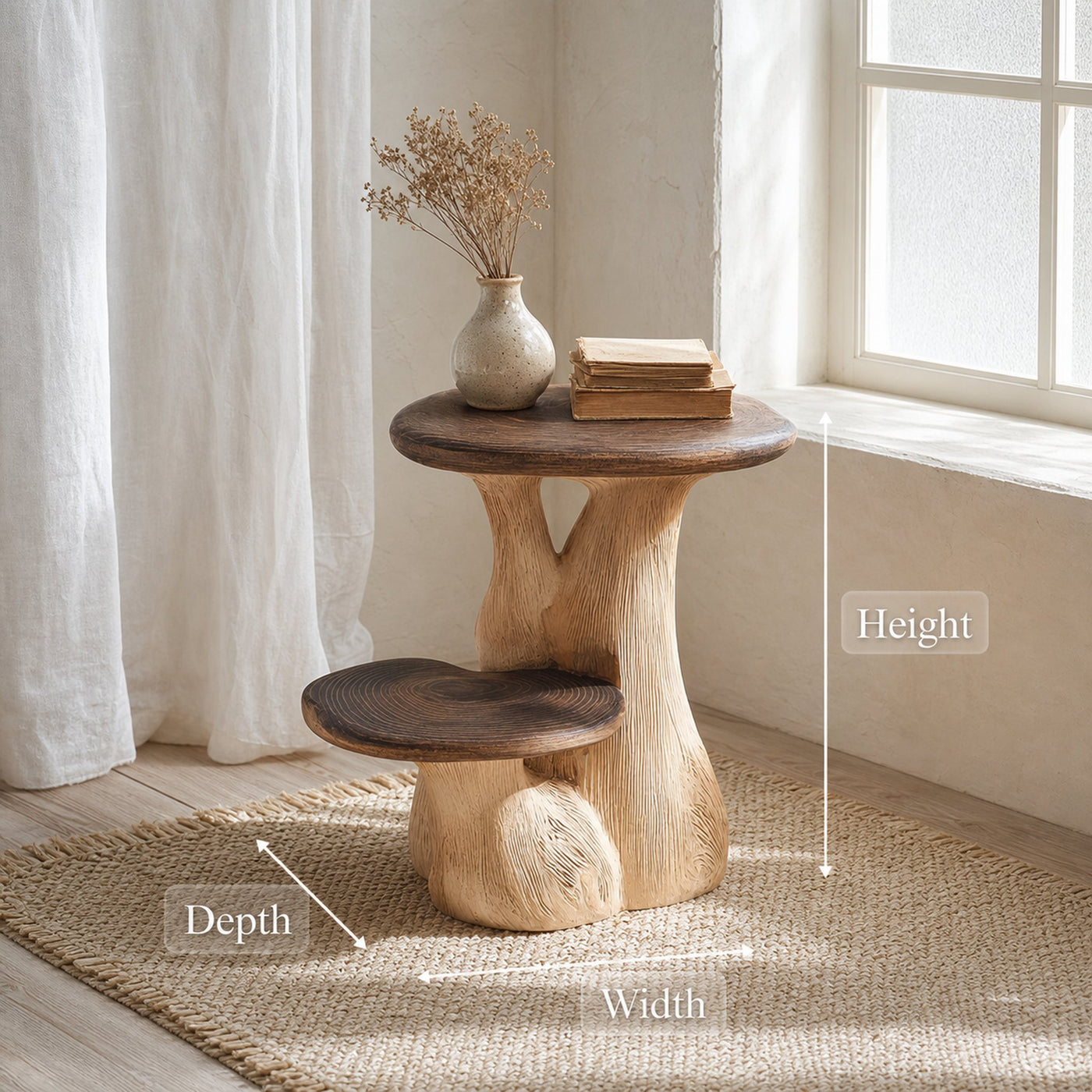 Rustic Mushroom End Table Entryway Or Bedroom - product view 5