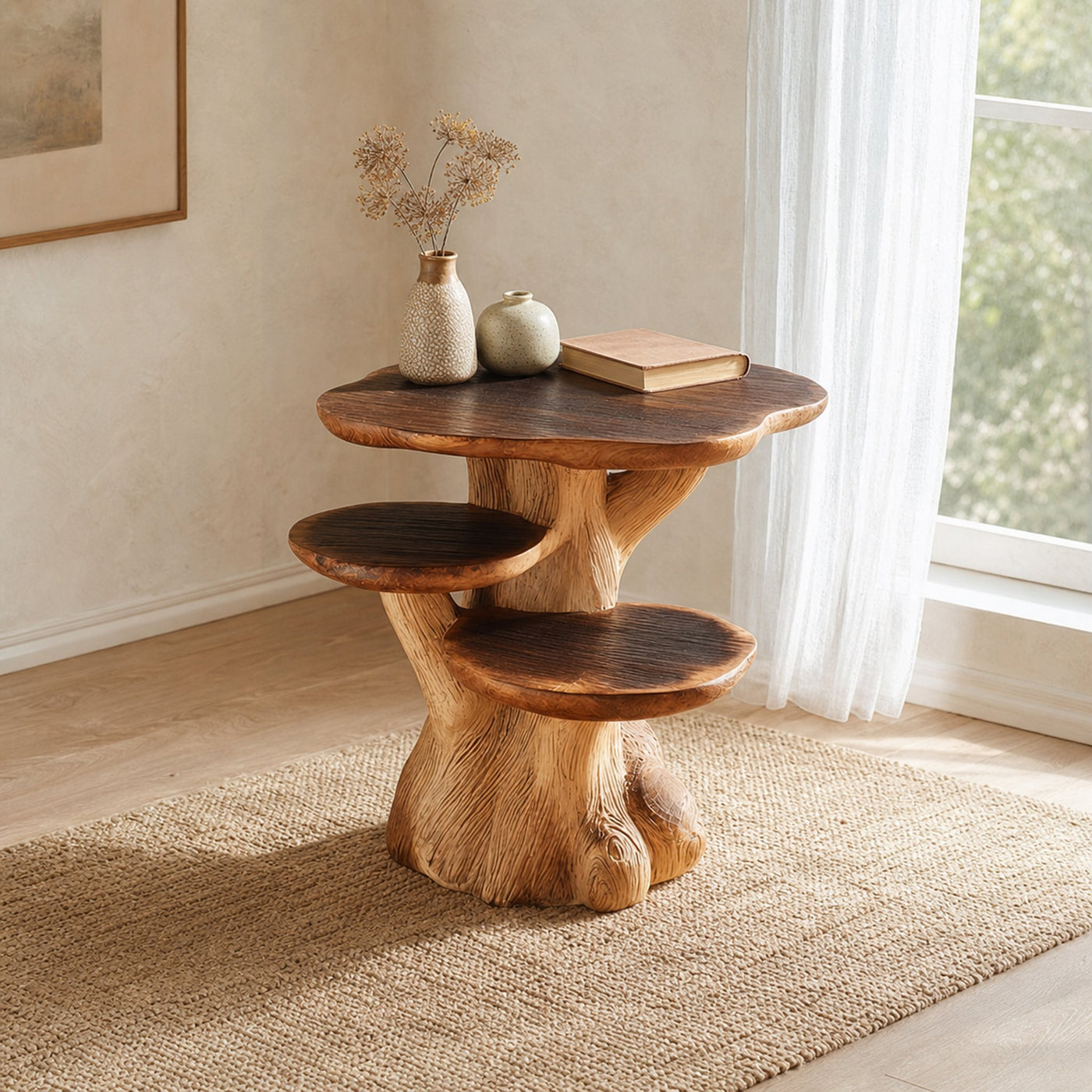 Rustic Mushroom End Table Living Room