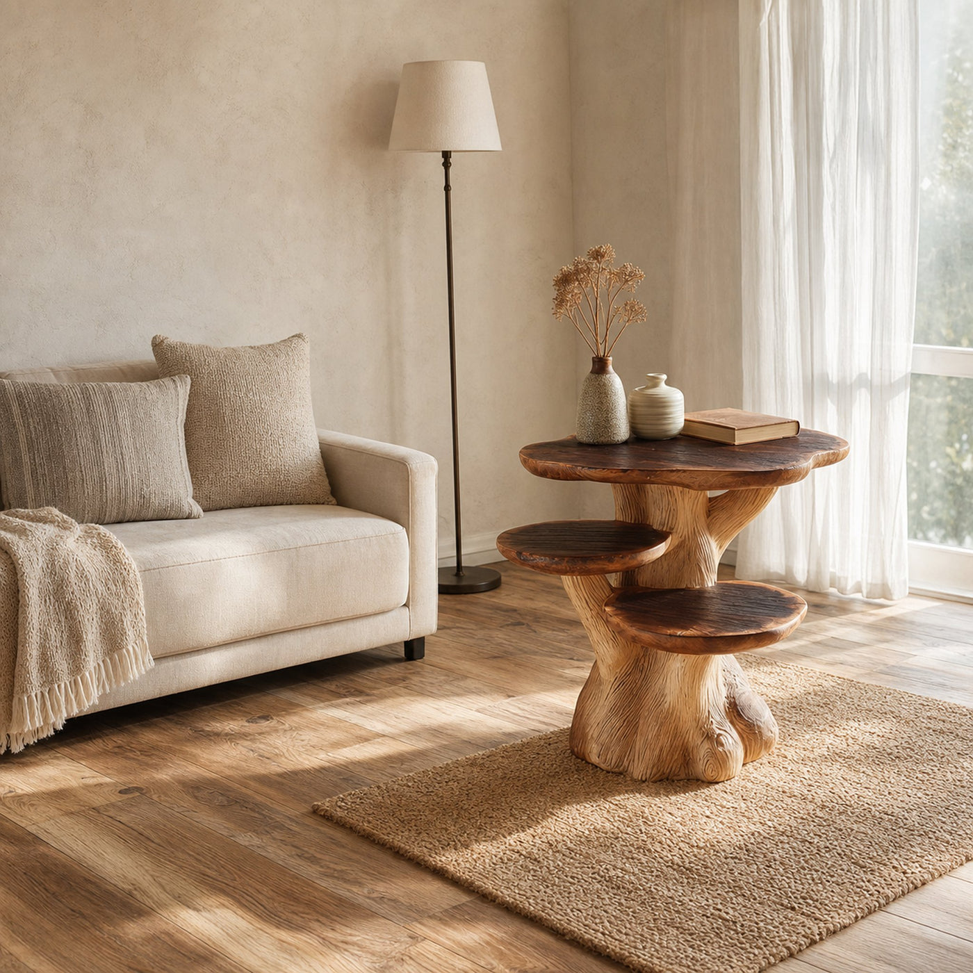 Rustic Mushroom End Table Living Room - product view 2