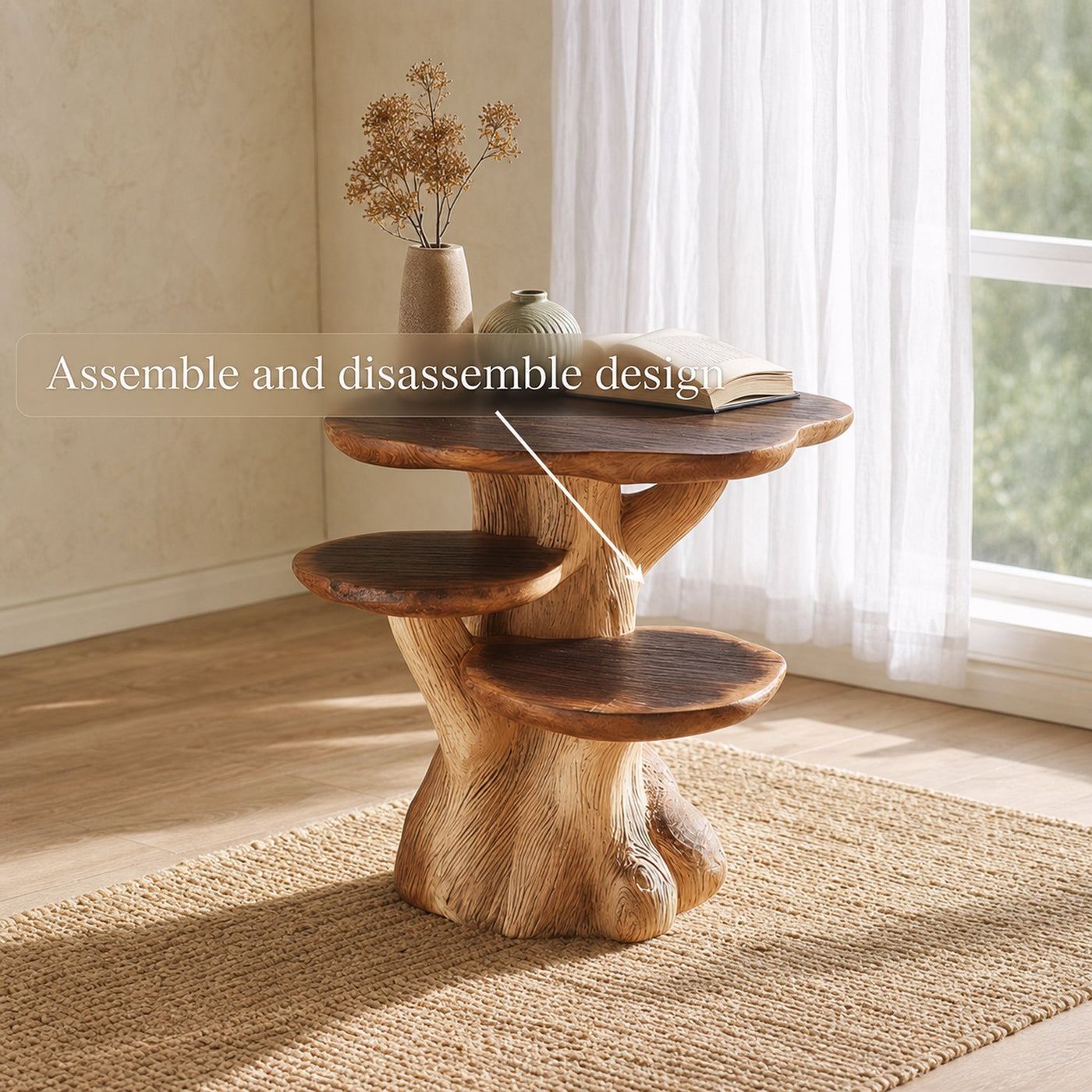 Rustic Mushroom End Table Living Room - product view 4