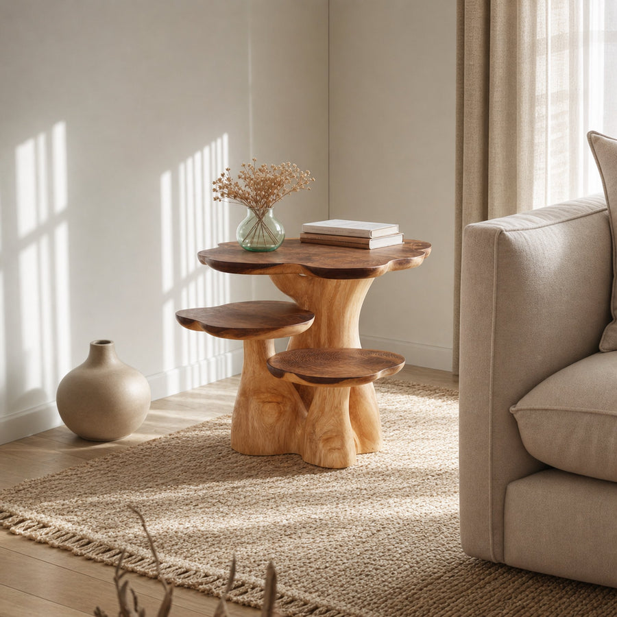 Rustic Mushroom Side Table For Living Room And Apartment