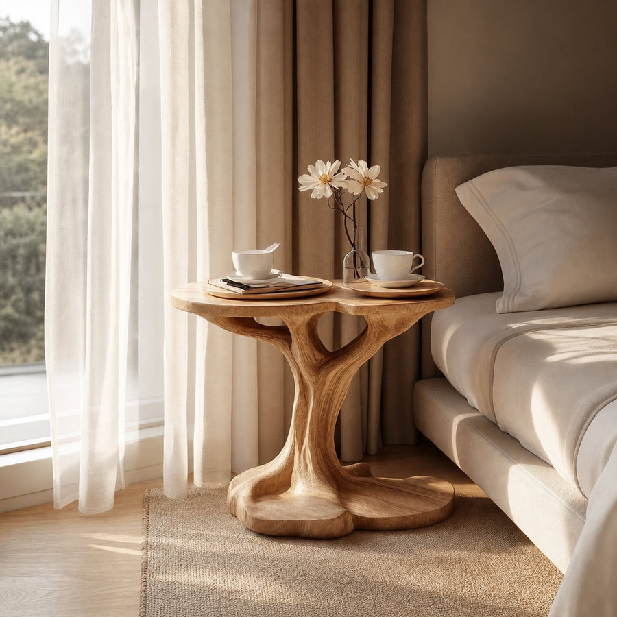 Rustic Natural Shape Side Table Living Room Bedroom Accent