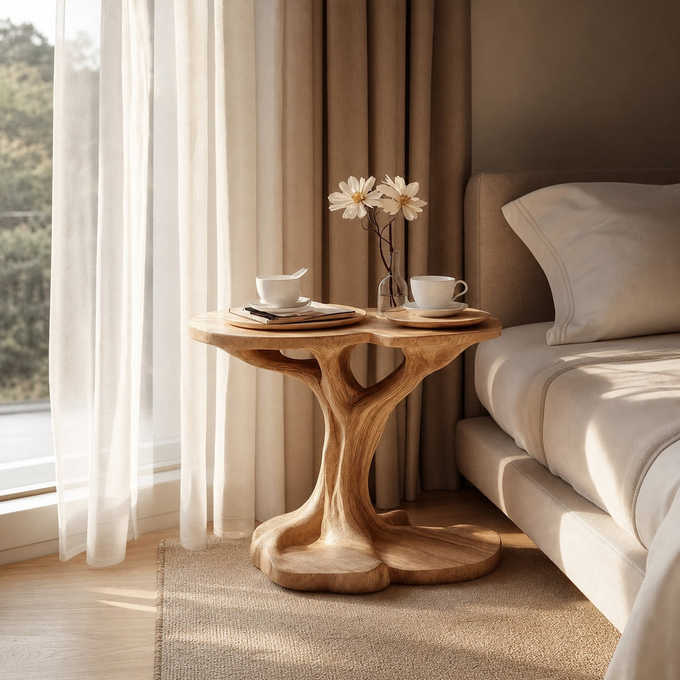 Rustic Natural Shape Side Table Living Room Bedroom Accent