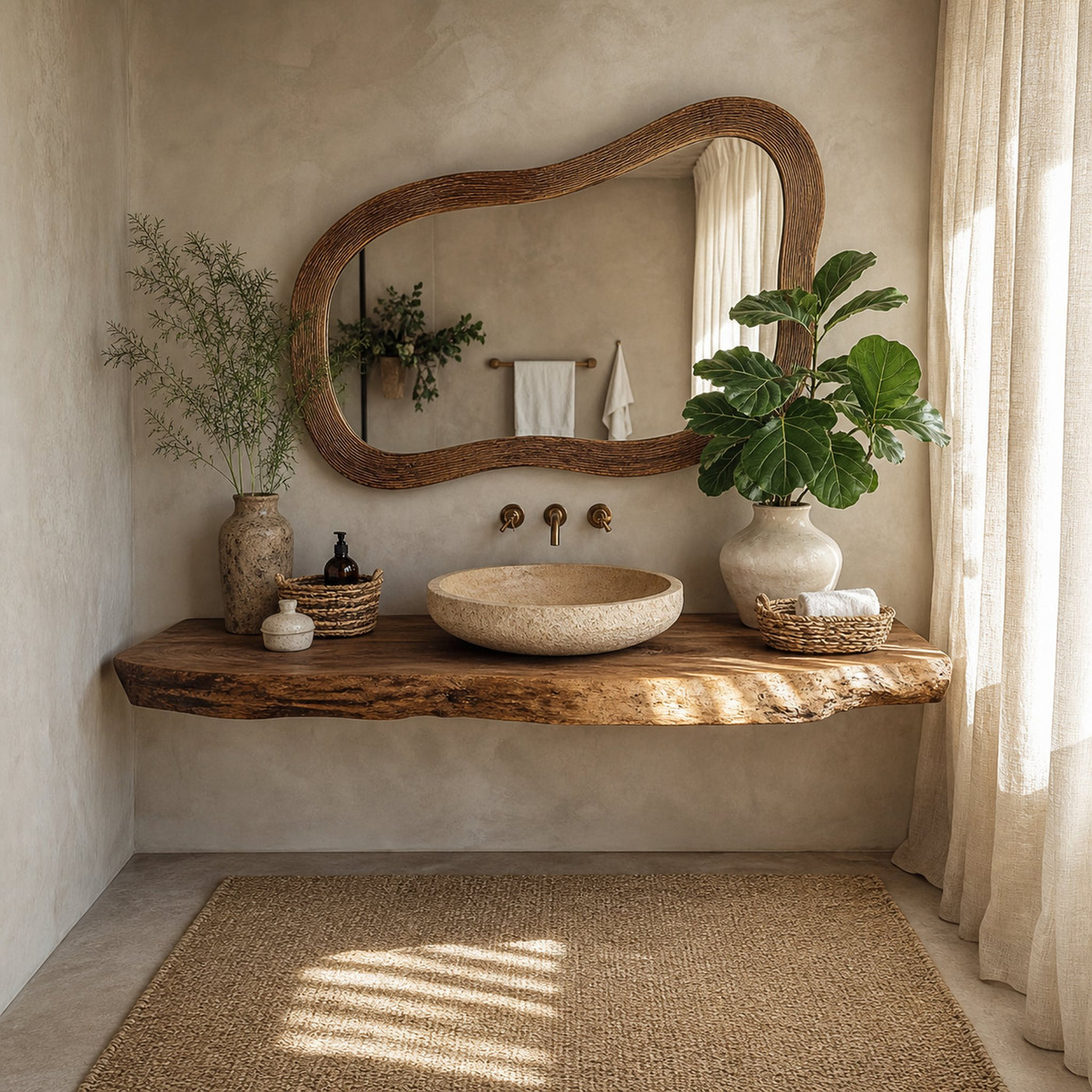 Rustic Natural Wood Vanity Bathroom