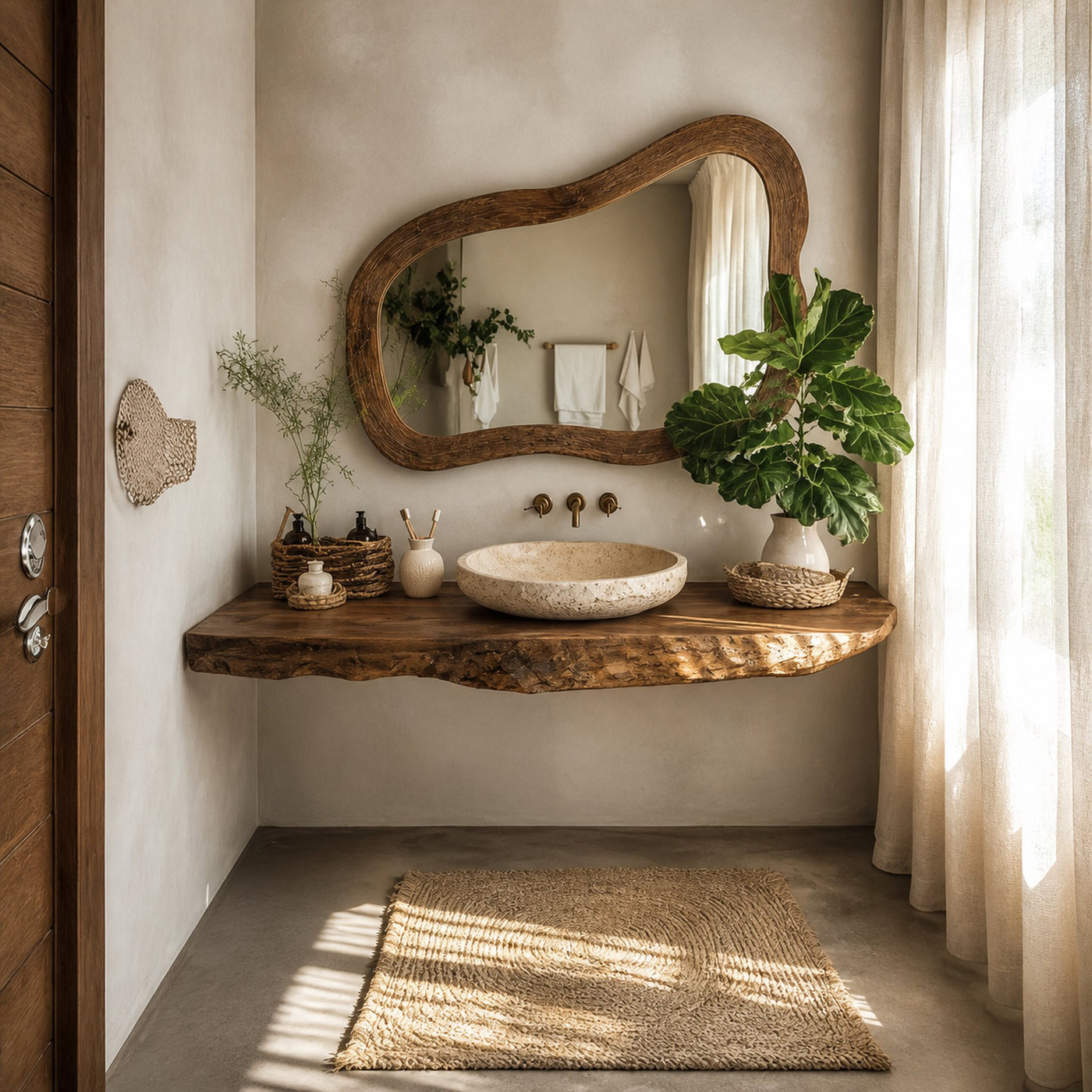 Rustic Natural Wood Vanity Bathroom - product view 2