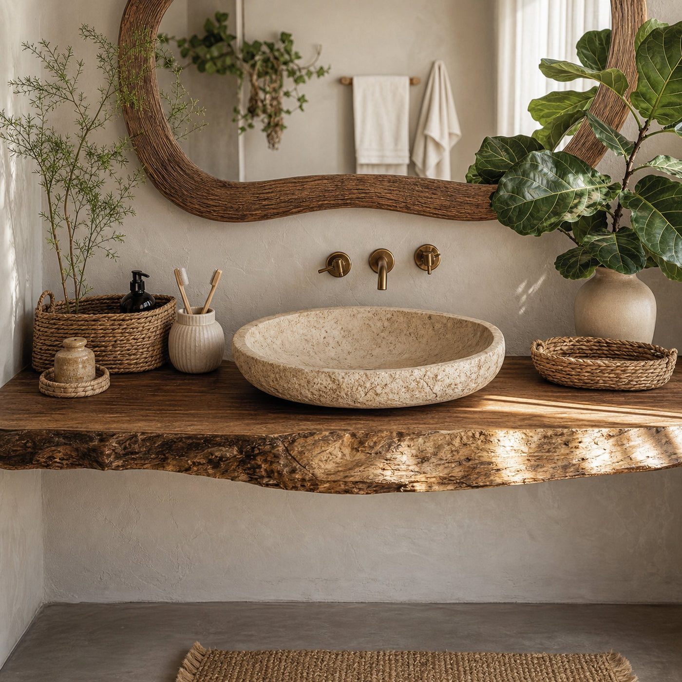 Rustic Natural Wood Vanity Bathroom - product view 3