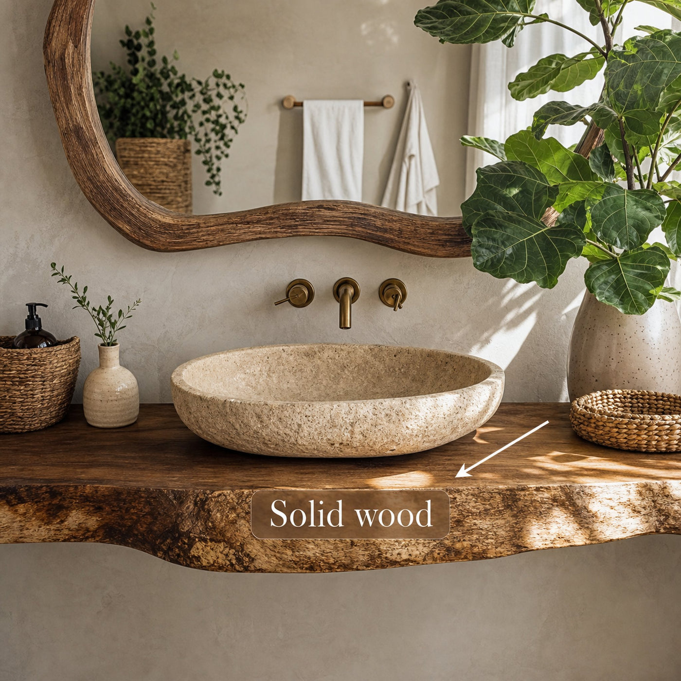Rustic Natural Wood Vanity Bathroom - product view 4