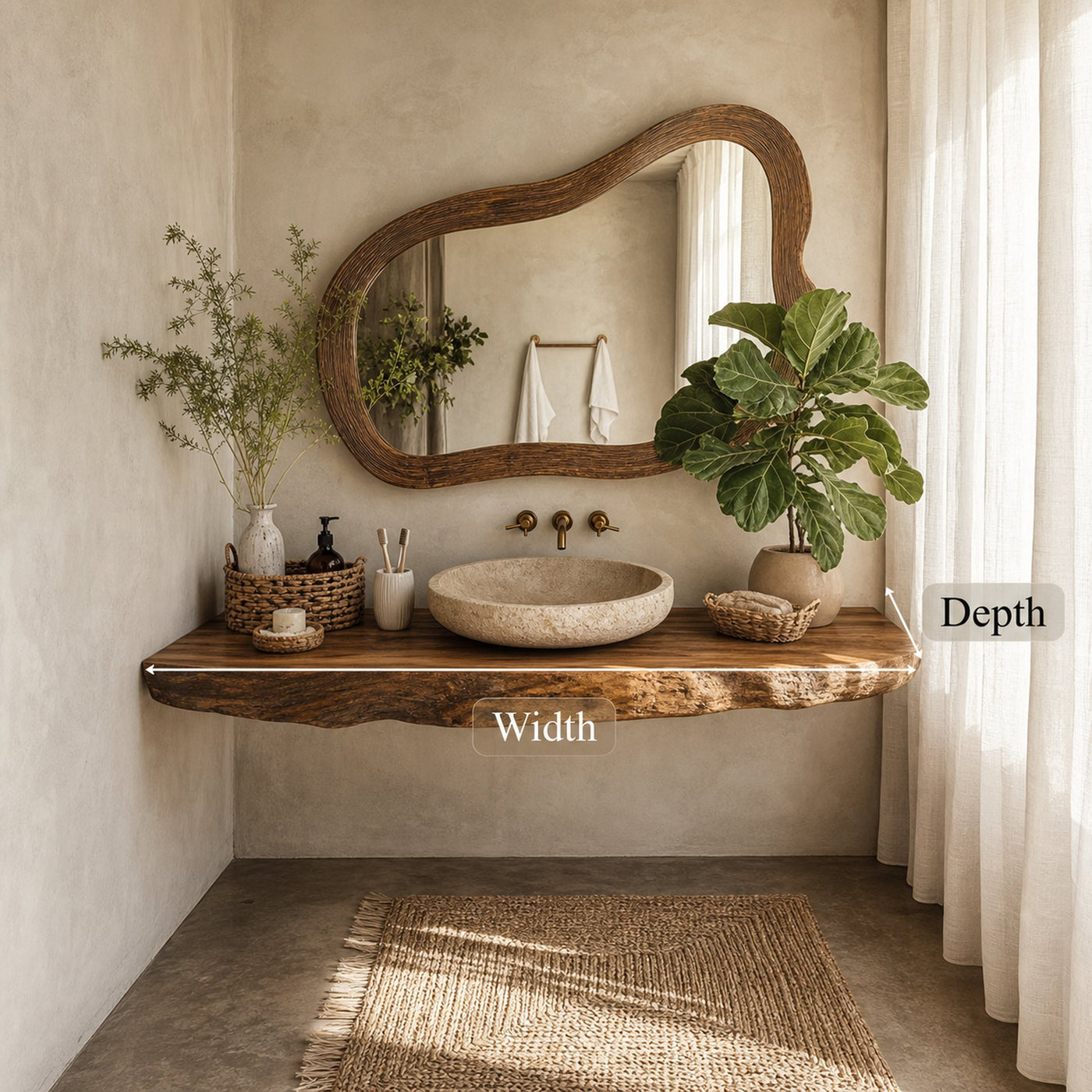 Rustic Natural Wood Vanity Bathroom - product view 5