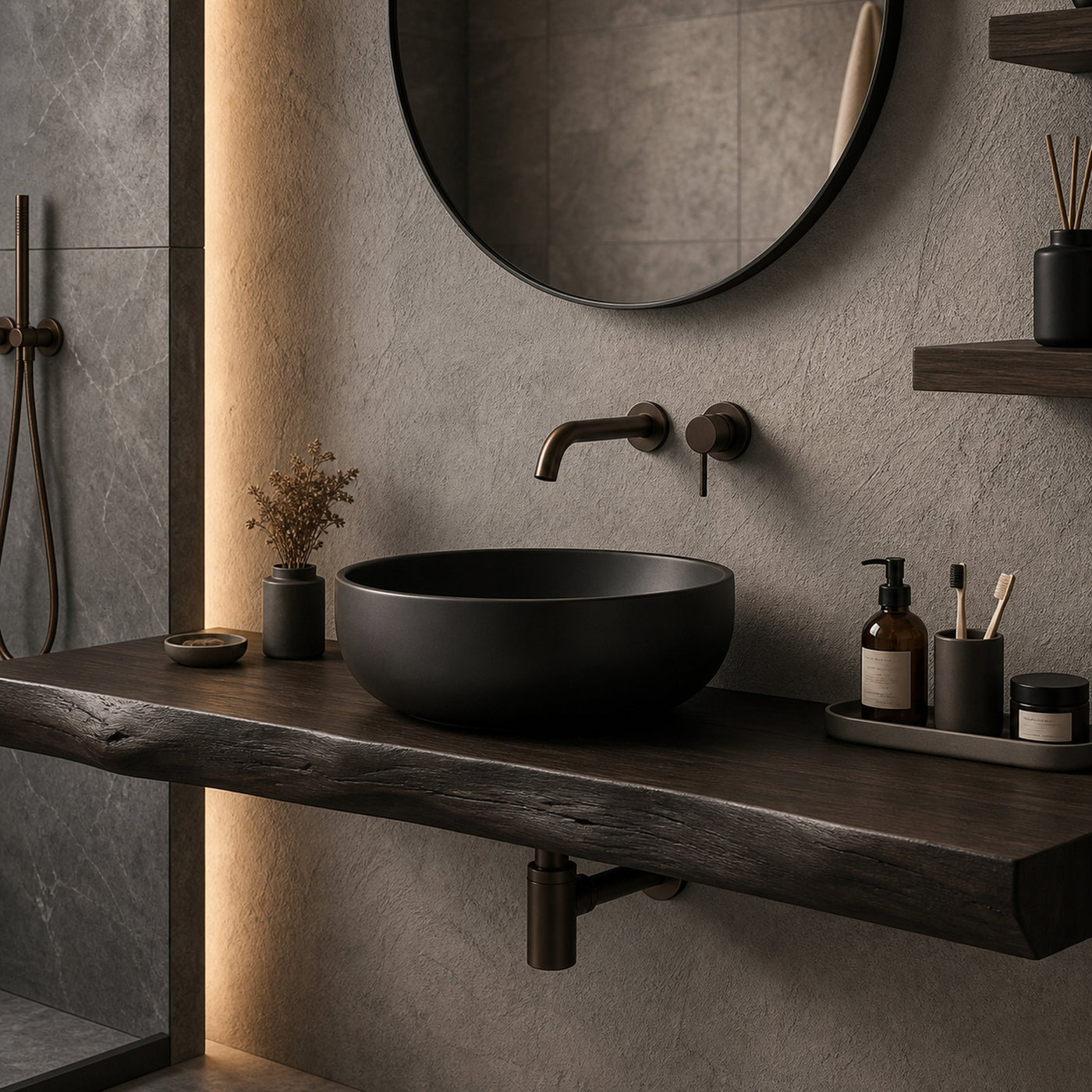 Rustic Organic Bathroom Vanity With Natural Wood Design For Bathroom - product view 4