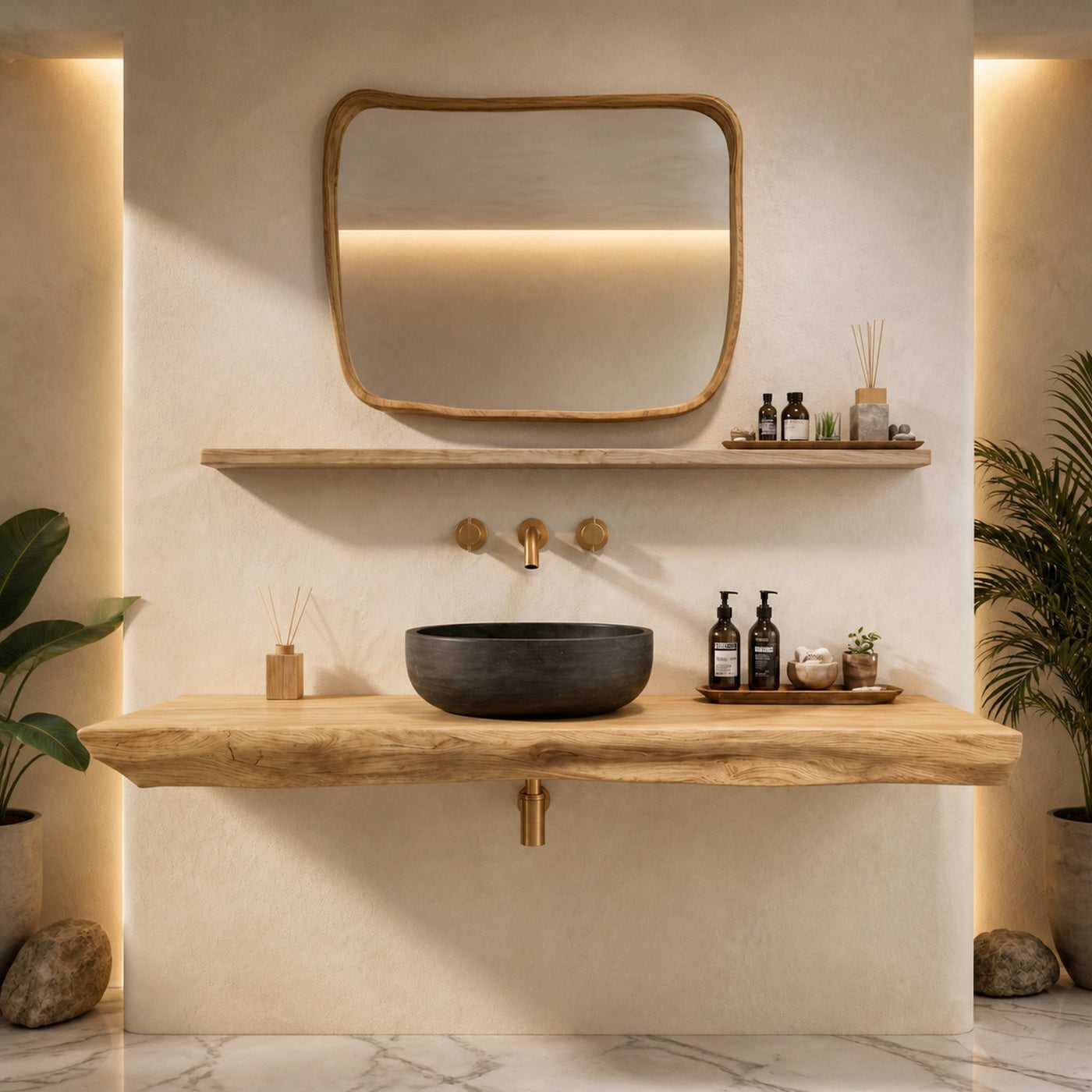 Rustic Organic Bathroom Vanity With Natural Wood Design For Bathroom - product view 5