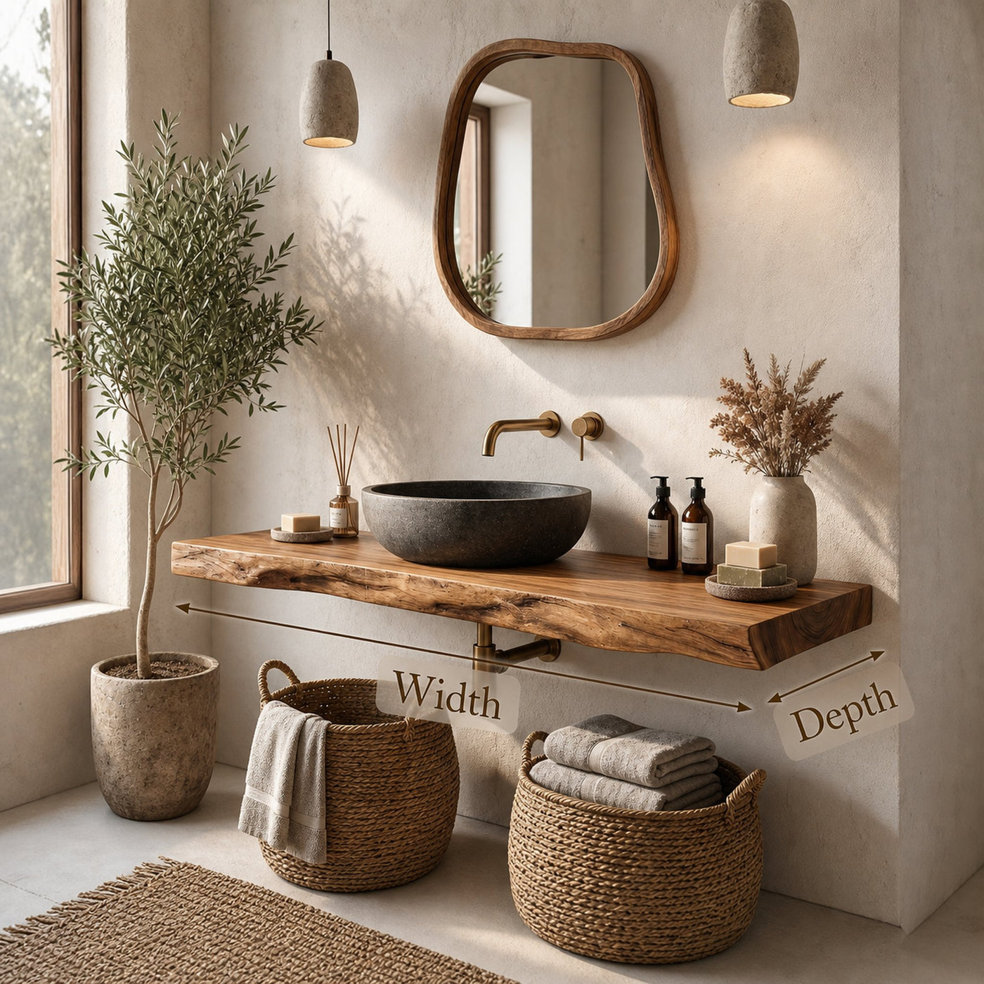Rustic Organic Bathroom Vanity With Natural Wood Design For Bathroom - product view 8