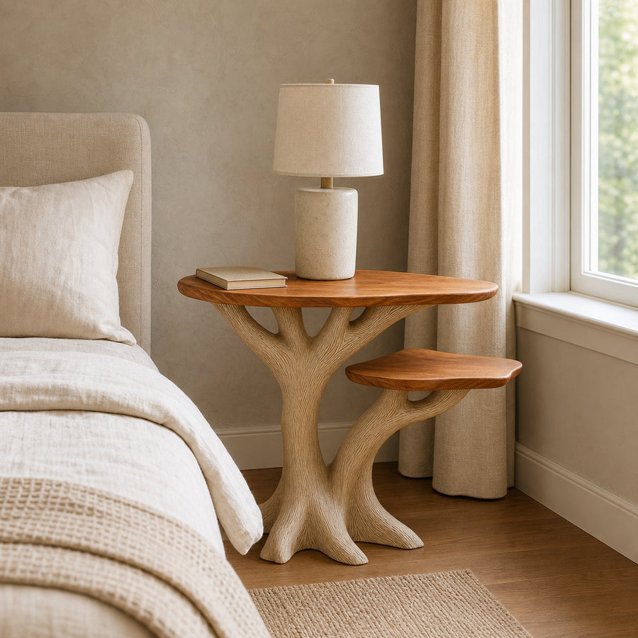 Rustic Organic Shaped Bedside Table Bedroom Furniture