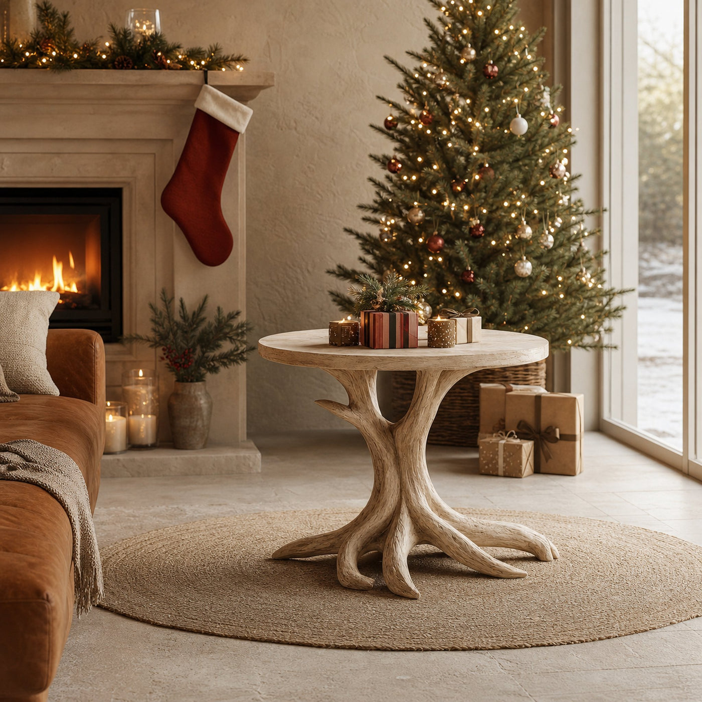 Rustic Round End Table For Entryway Design Christmas Furniture Decor